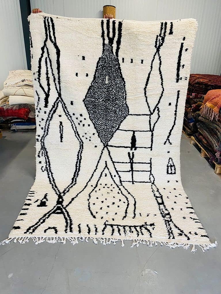 Moroccan Azilal Berber Rug, Oriental Rug, 100% Handwoven Natural Tribal Wool Rug, Diamond Shapes, 297 x 191 cm