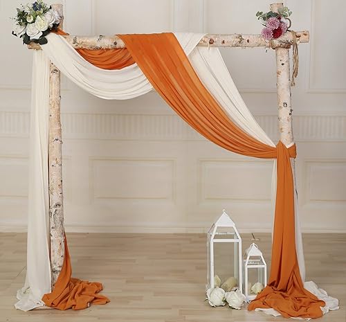 Miniatura 2 de SHERWAY 2 paneles de cortinas de tela de gasa para arco de boda, paneles de cortina de telón de fondo de fiesta, decoración de ceremonia y recepción