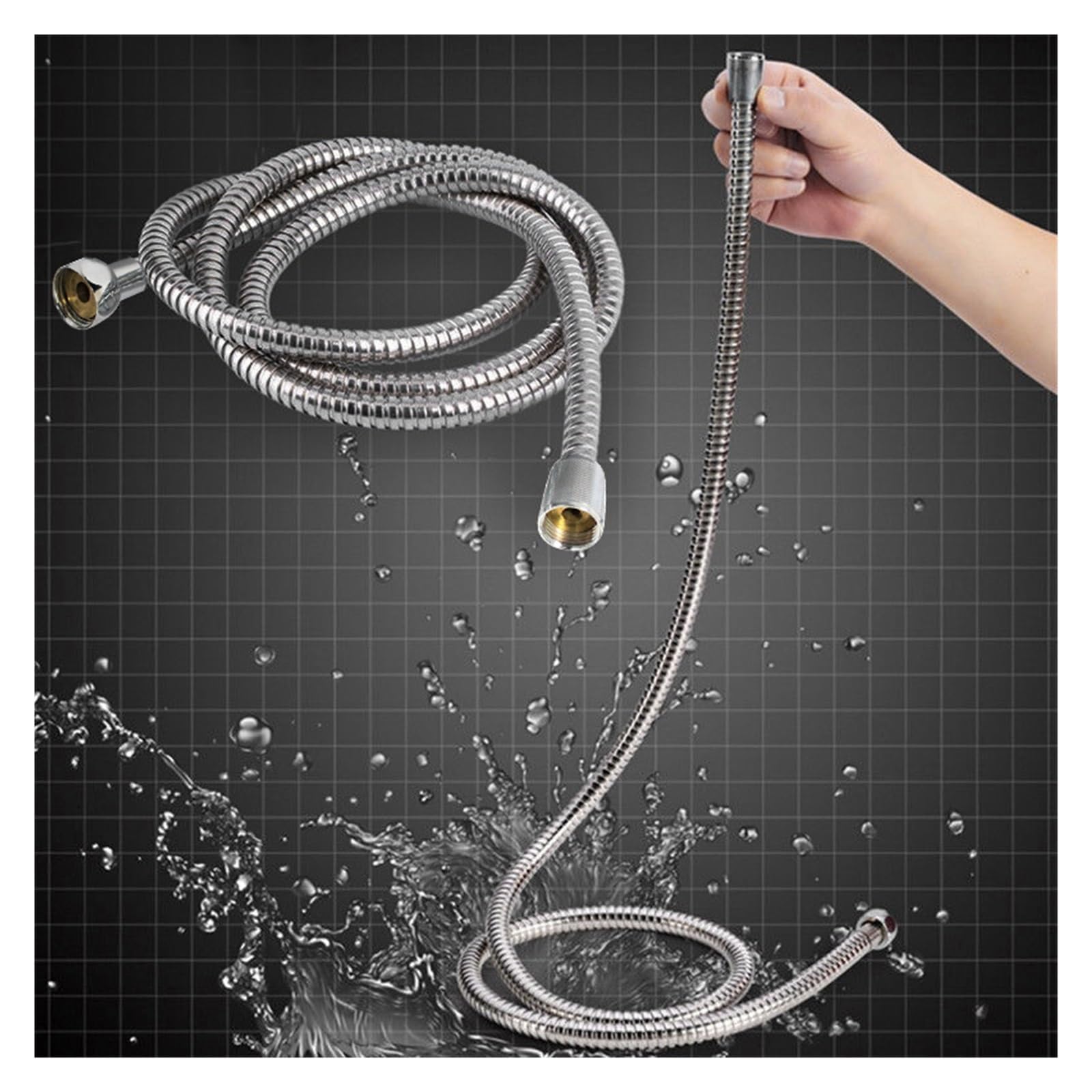 Manguera de ducha flexible de acero inoxidable Ch de 1,5 m, repuesto antitorsión para cabezales de ducha, ideal para baños modernos y fácil instalación
