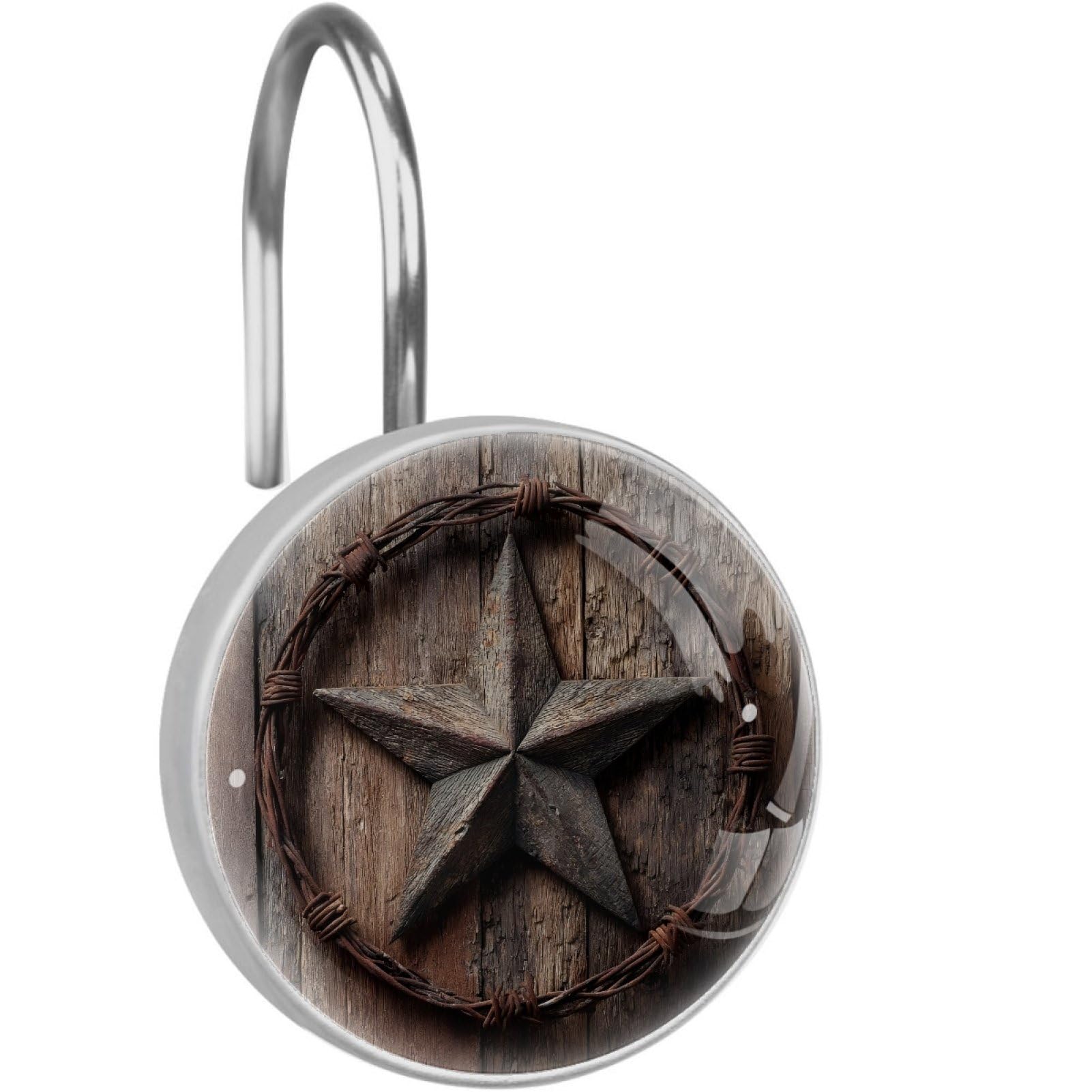 VAPOKF Shower Curtain Hooks, 12PCS Rustic Texas Star Shower Curtain Hook for Bathroom Decors Home Bedroom