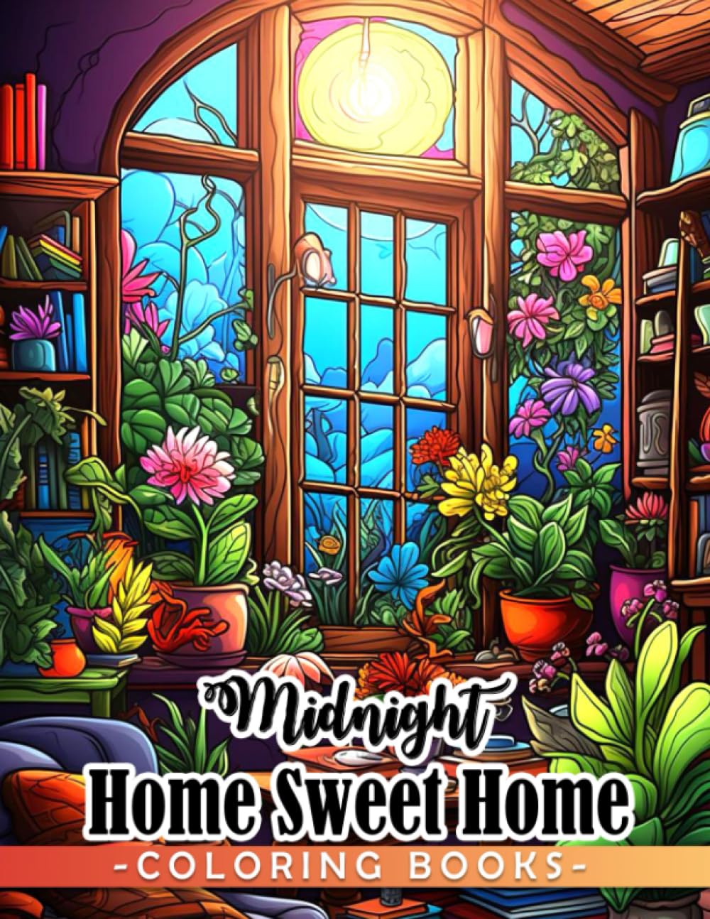 Midnight Home Sweet Home Coloring Book: An Adult Coloring Pages On Black Background Featuring Fun And Relaxing Interior Home Designs With Beautifully Furnished Rooms