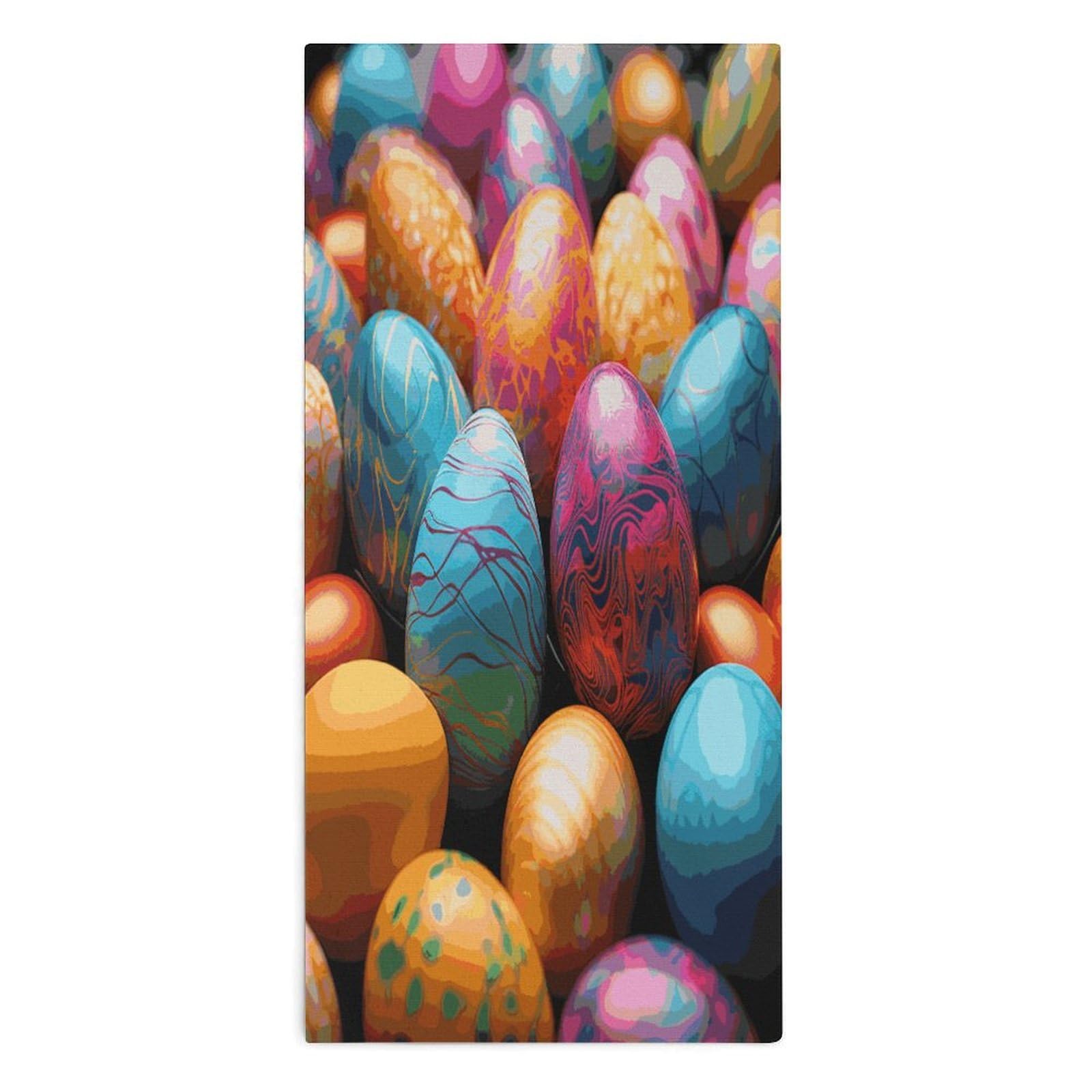 Fodpand Style Easter Day Colorful Eggs Microfiber Towels, Decorative Bath Towel Soft & Lightweight, Hand Towels Multipurpose Use For Bathroom, Pool, Gym, Spa, And Hotel Use