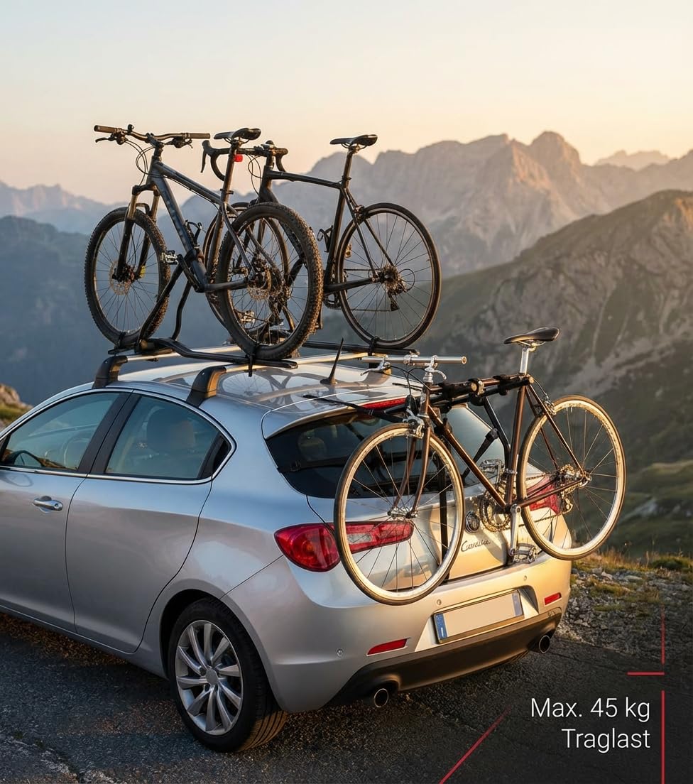 VDP universal Fahrradträger Travel - Heckfahrradträger Heckklappenträger Auto - für 3 Fahrräder - für Kofferraumklappe