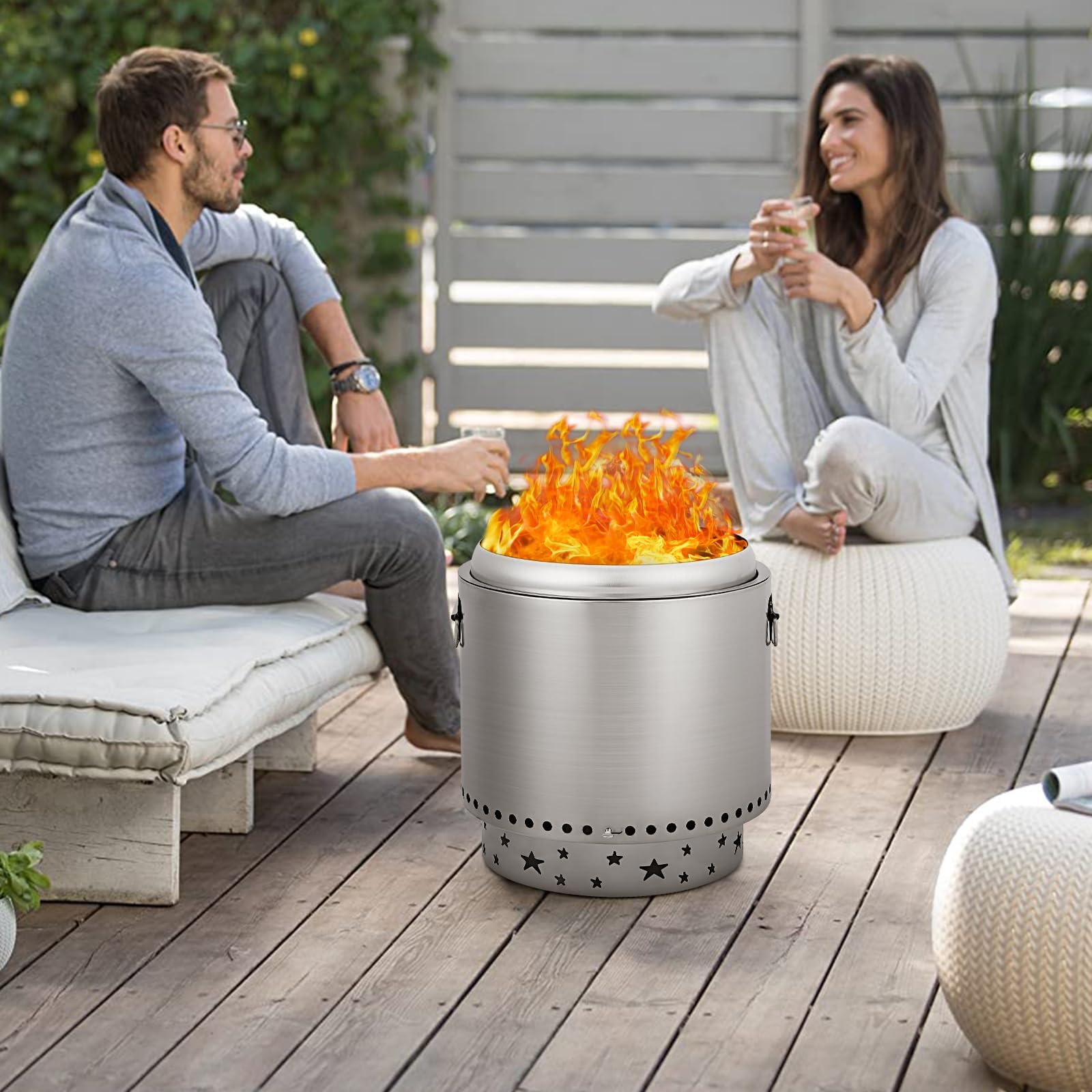 Star Design Fire Bowl 16.5 Inch Smokeless Fire Pit - Portable Wood