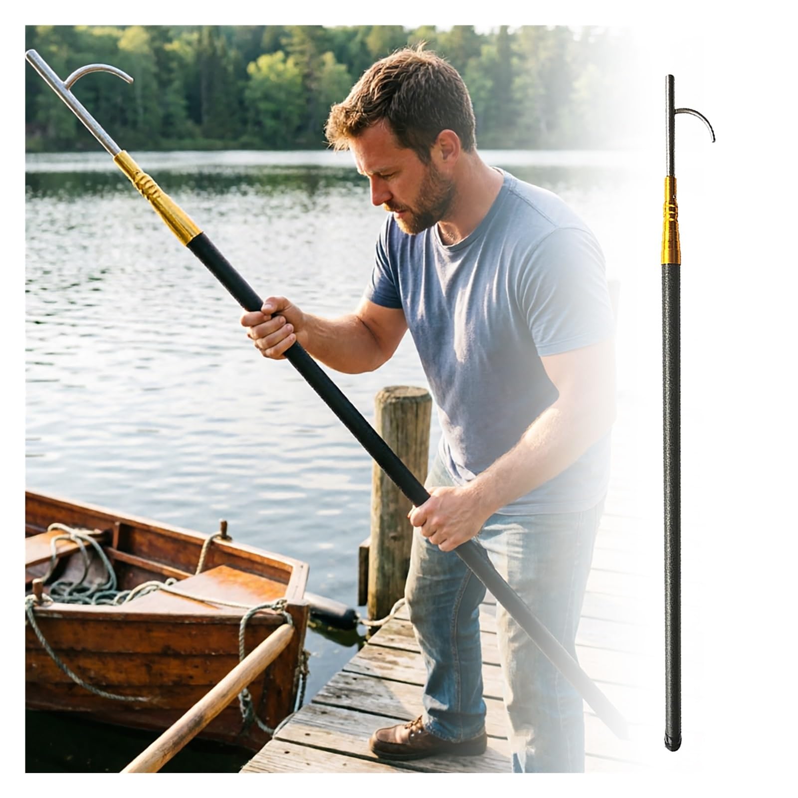 DJPHOFS Floating & Telescoping Boat Hooks with Quick-lock Pole, Carbon Fiber Extending Boat Hook Scratch-Resistant, Portable Dock Sticks for Bass Boats(12m(39.4ft))