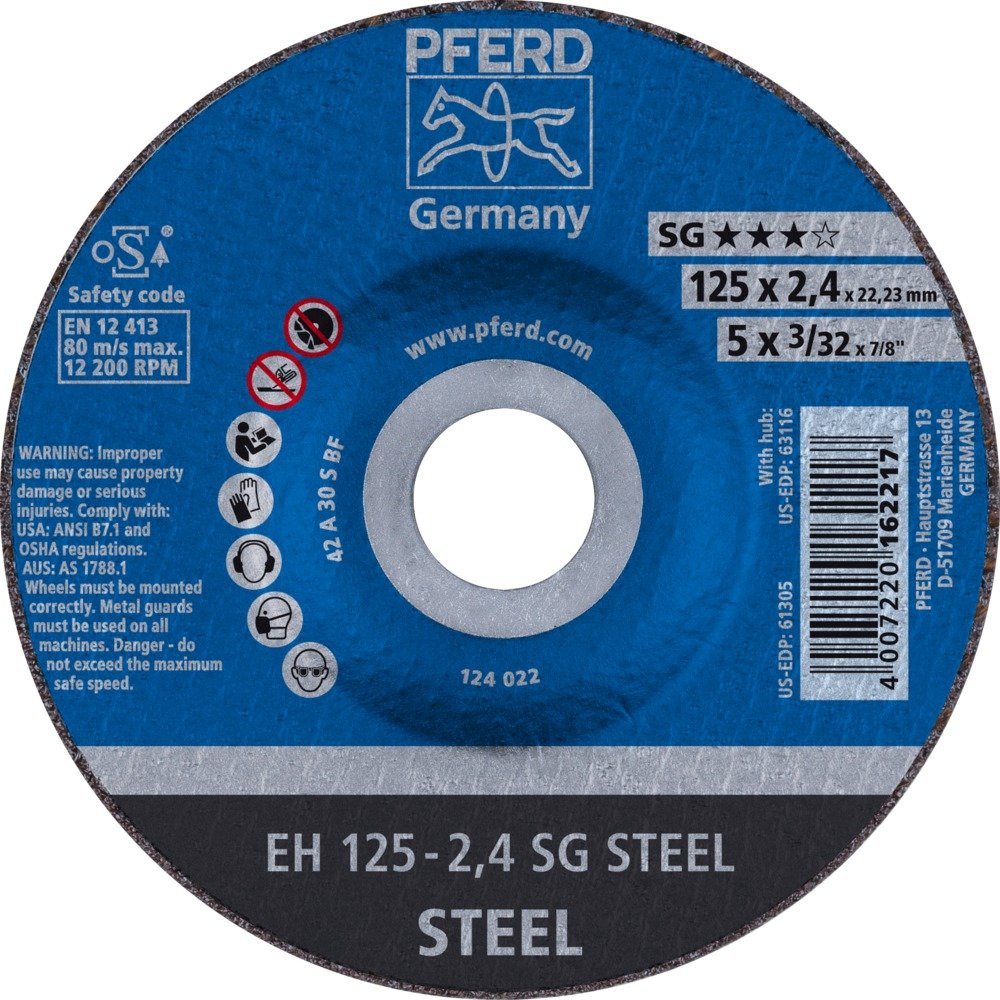 Pferd EH1252,4A30SSG A30SSG Cut-Off Wheel, 0 V, Multi-Colour, 125 x 2.4 mm