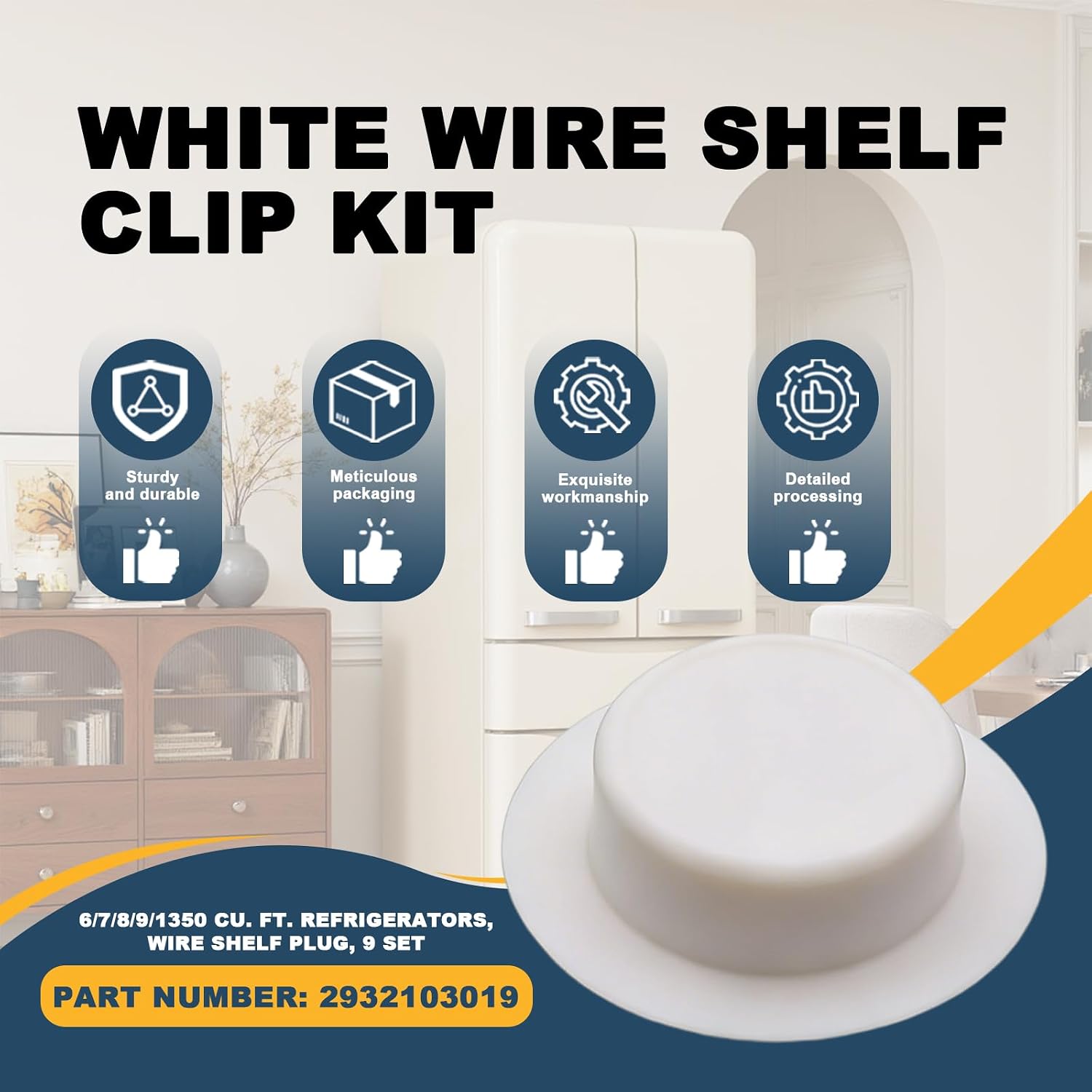 Wire Shelf Plug Kit Replace 2932103019 2932101013 3316450.9019 Fit for Dometic 6/7/8/9/1350 Cu. Ft. Refrigerators,RV Refrigerator Wire Shelf Mounting Hardware, Set of 9