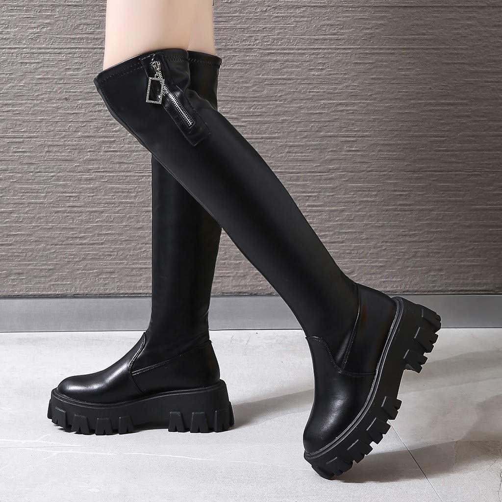 Botas de plataforma alta para mujer | Botas de piel sintética con tacos  para botas largas y muslos altos para invierno, Negro, 6.5-7, 1 :  Amazon.com.mx: Ropa, Zapatos y Accesorios