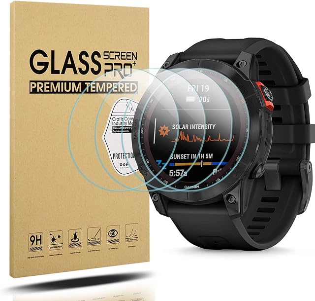 Diruite 4 Sztuki Ochraniacz Ekranu do Garmin Fenix 7 47mm,HD Szkło Hartowane Folia Ochronna do Garmin Fenix 7 47mm Smartwatchy[Anti-scratch,Bez Bąbelków]