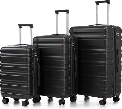 Luggage Sets 3 Piece 20/24/28 Inch, Hardside Spinner Suitcases with Wheels, Carry On Luggage Airline Approved, Lightweight ABS Hard Shell with TSA Lock, Expandable Travel Luggage Set Dark Gray