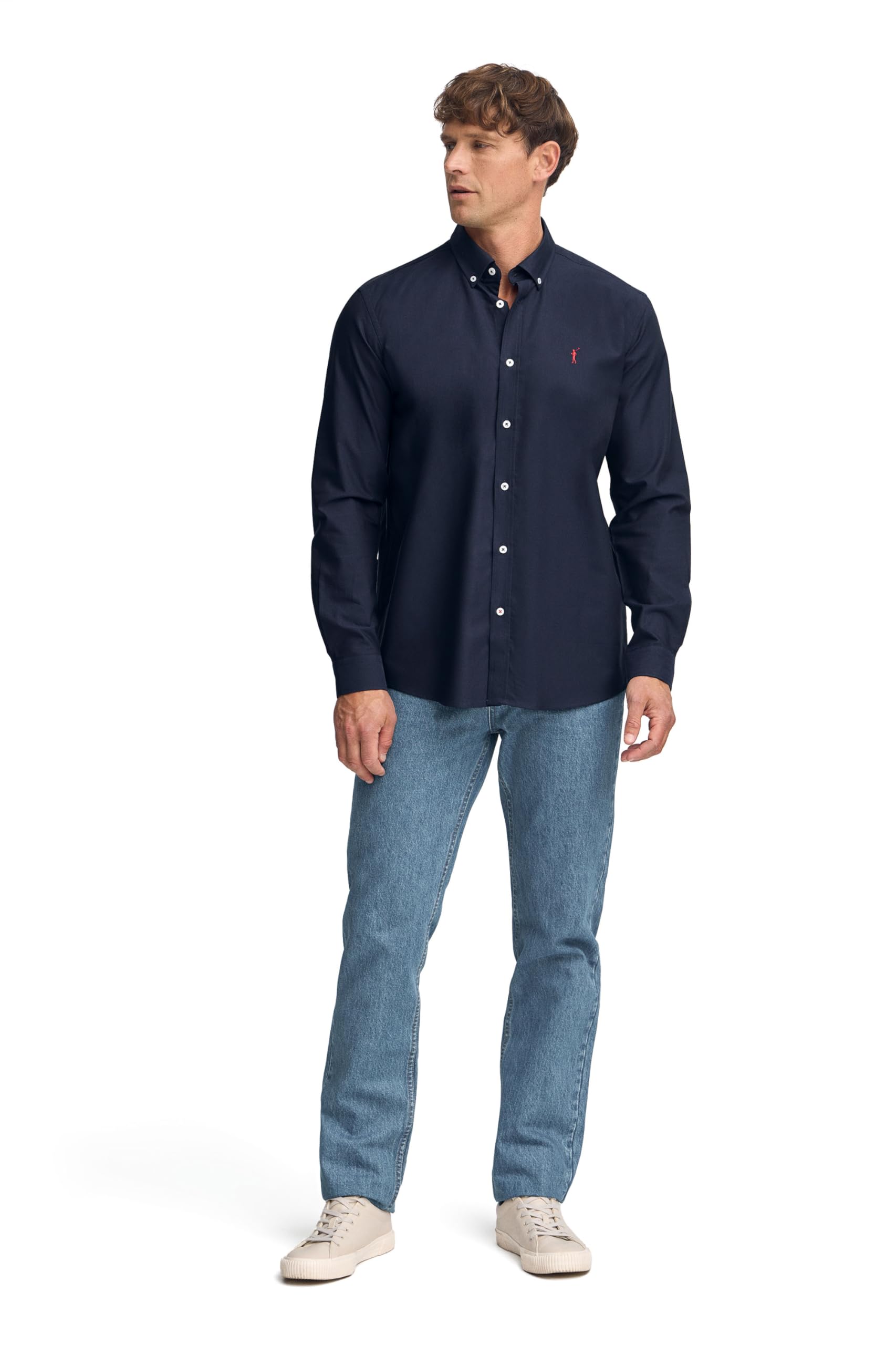 Polo Club Camicia Oxford Uomo con Logo Ricamato 100% Cotone