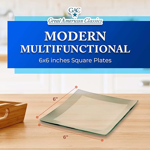 Miniatura 2 de GAC juego elegante de 4 platos para postre de vidrio templado - resistentes a roturas y astilladuras, resistente al horno, seguro para el microondas