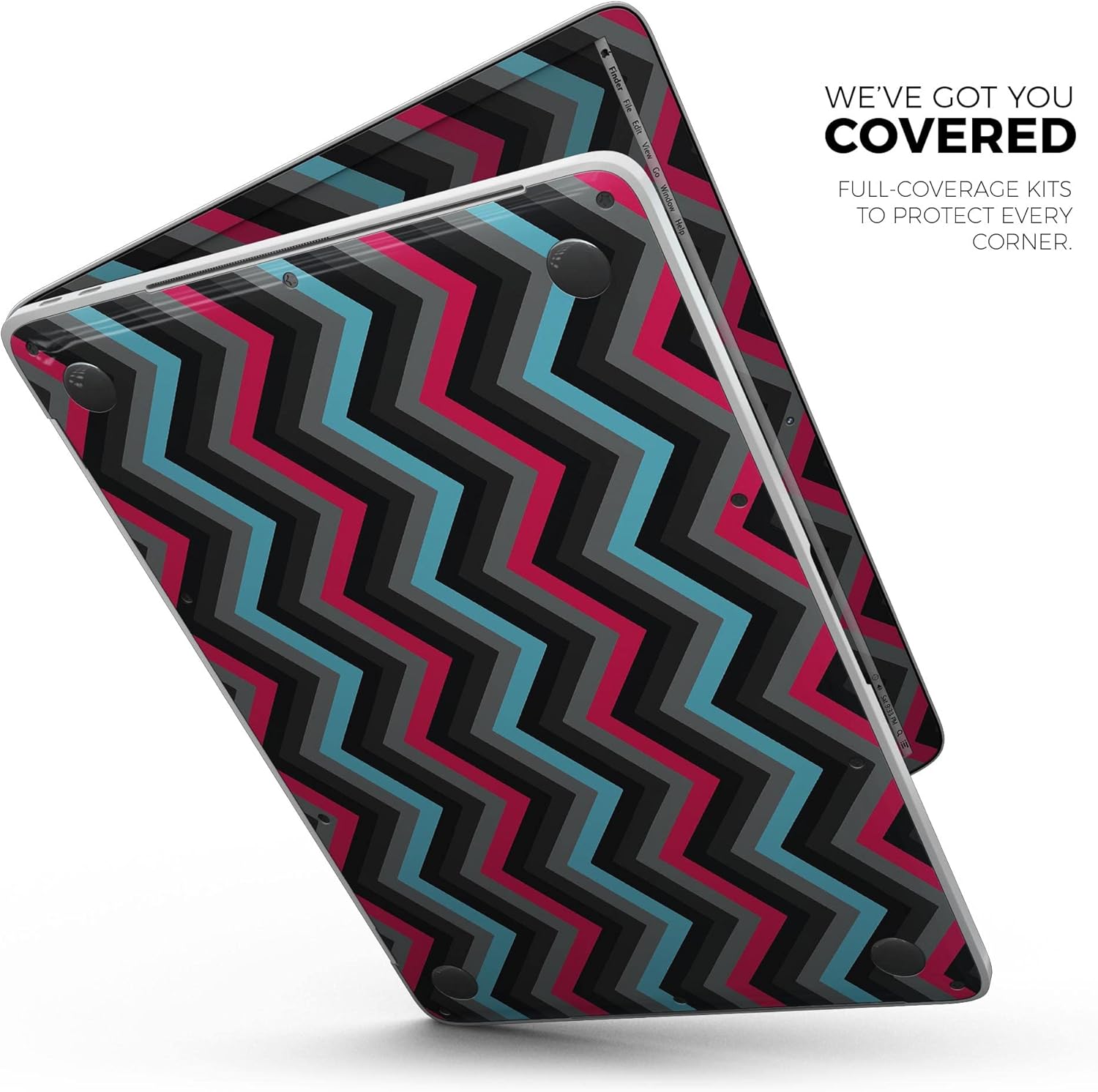 DesignSkinz - Sharp Pink & Teal Chevron Pattern - Full-Body Wrap Protective Decal Skin Kit Compatible with MacBook 14" Pro M1 (A2442)