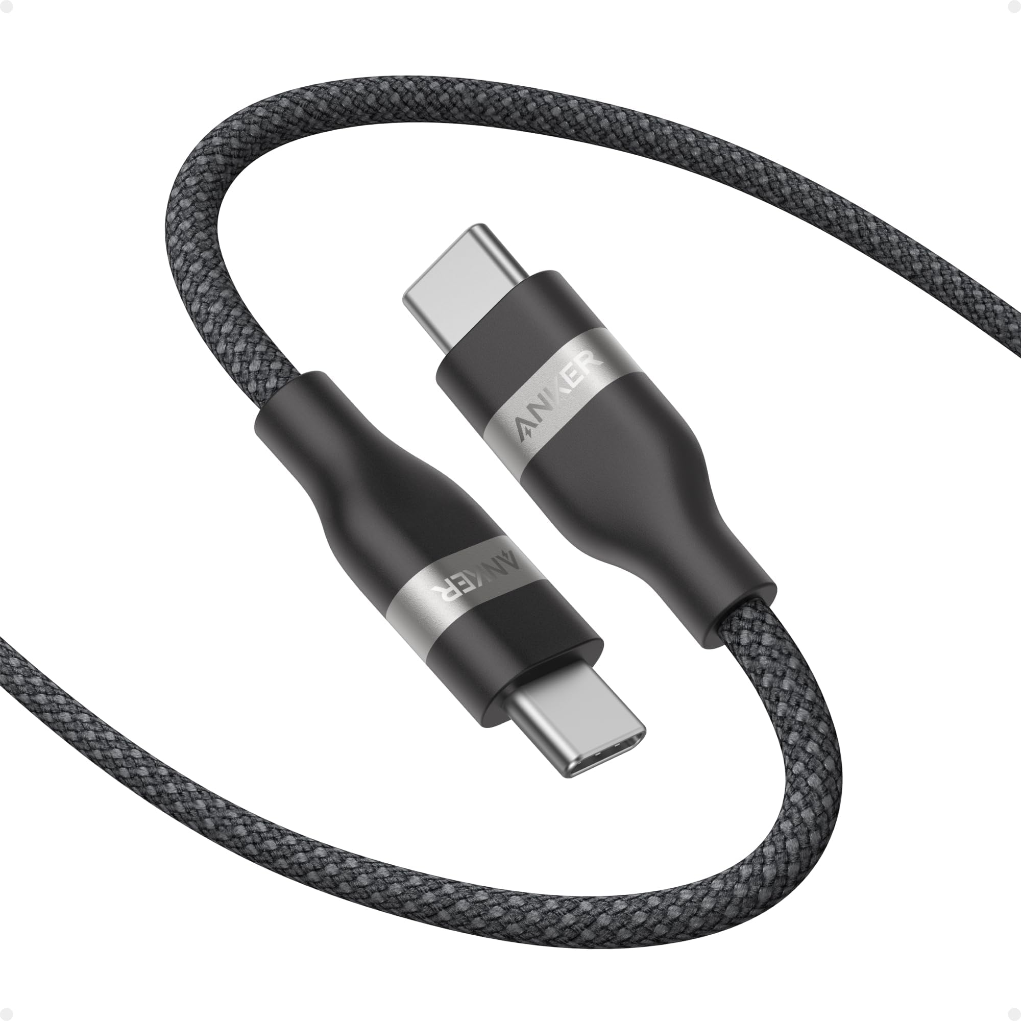 Anker Nano USB C Cable, 240W Flexible Multi-Color Braided Cord, Fast Charging Type C Charger for iPhone 17 Series, MacBook Pro and More (Black, 1ft)