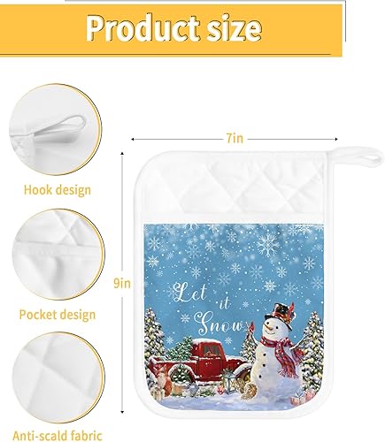 Miniatura 3 de Christmas 5Pcs Pot Holders for Kitchen,Non Slip & Heat Insulation Terry Cloth Potholder Set with Pocket,Thick Hot Pad Oven Mitts Trivet Coaster for