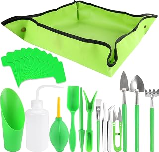 Pack of 24 Succulent Tool Set, Mini Garden Tools Set Succulent Hand Tools Garden Flower Plants Transplanting Supplies with Plant Potting Tarp Mat for Indoor Outdoor Miniature Fairy Garden Plant Care