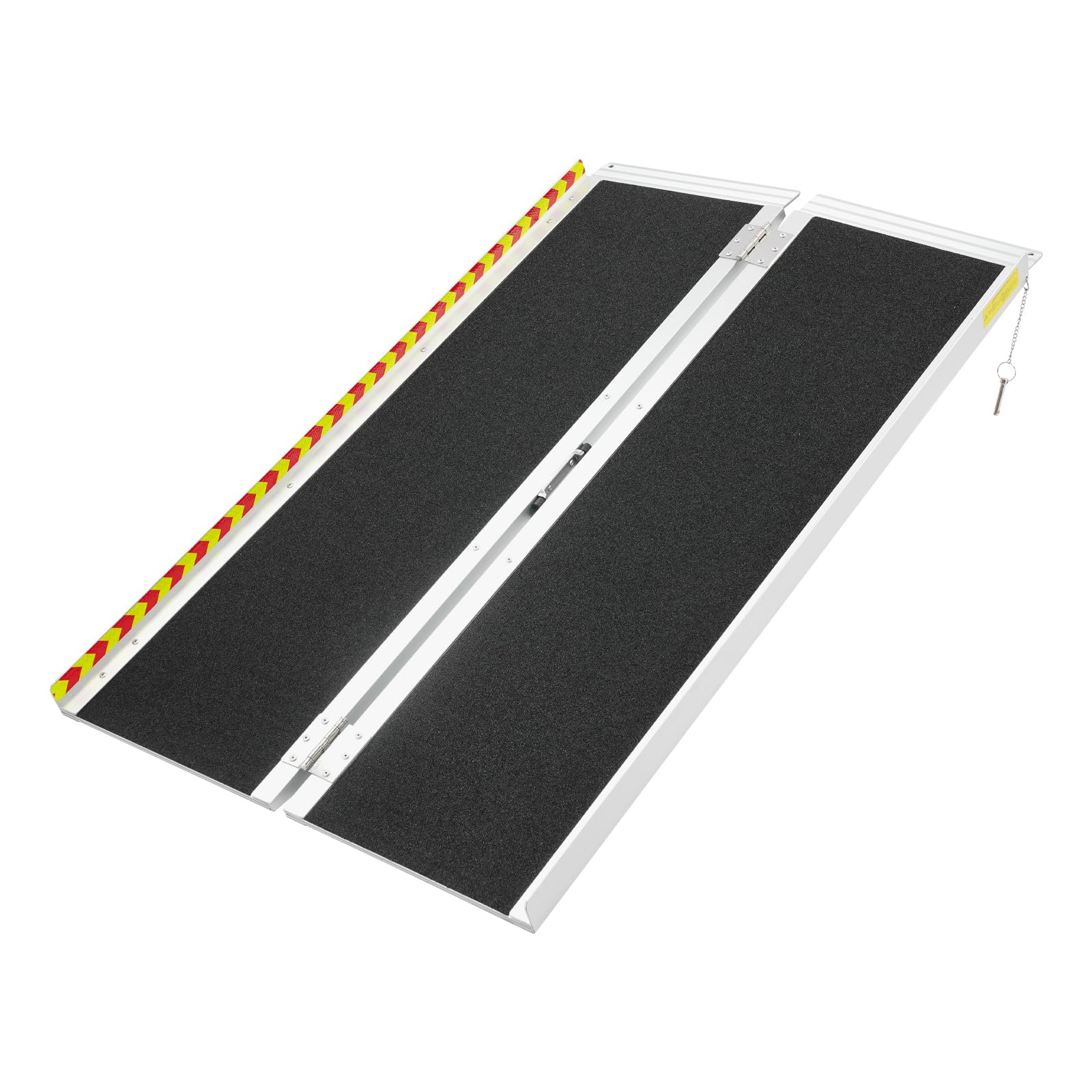 OUKANING Rampa plegable de aluminio para silla de ruedas, 72 x 122 cm, para silla de ruedas hasta 272 kg, con marcador lateral reflectante para escaleras, puertas