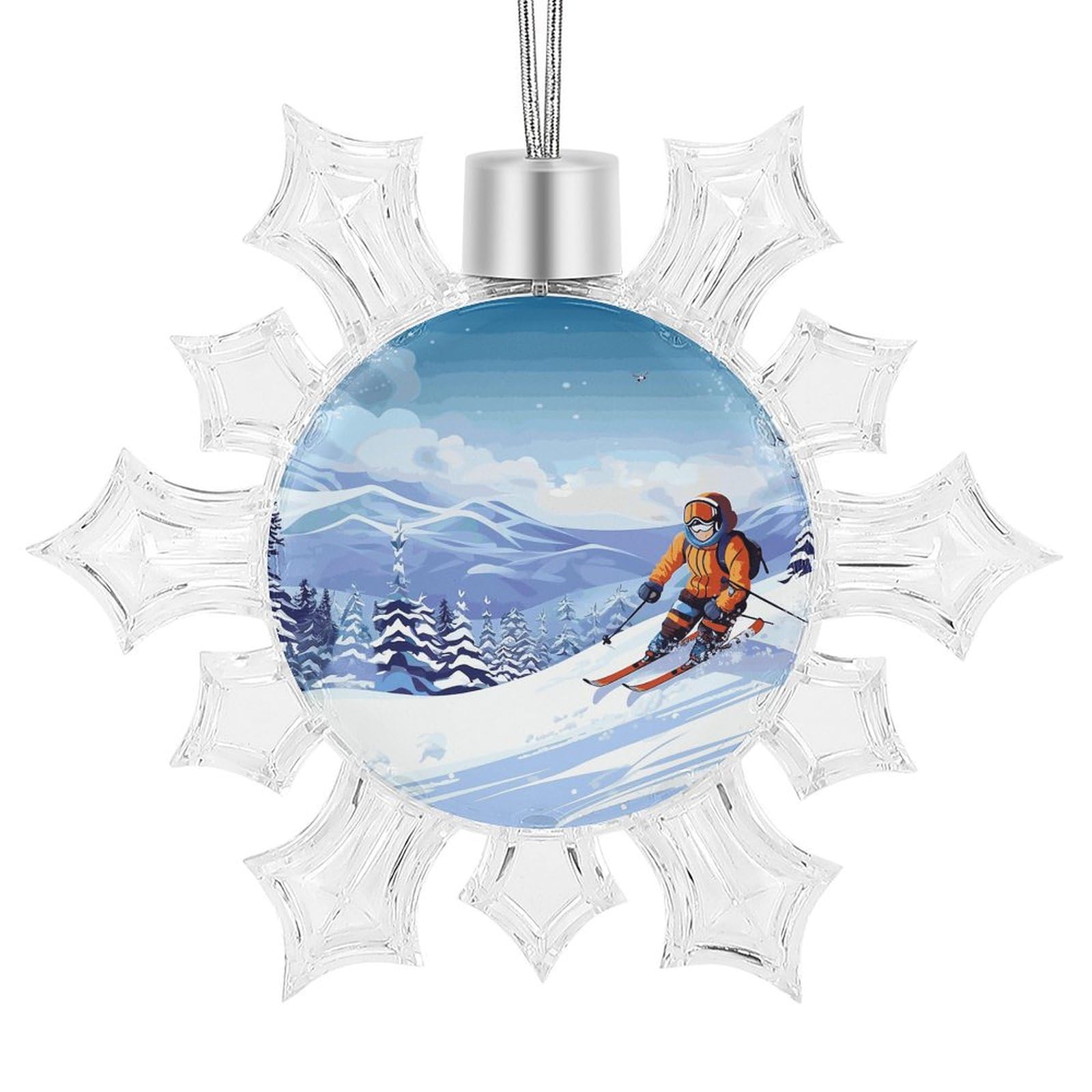 Décoration de Noël flocon de neige ski haut de gamme en aluminium