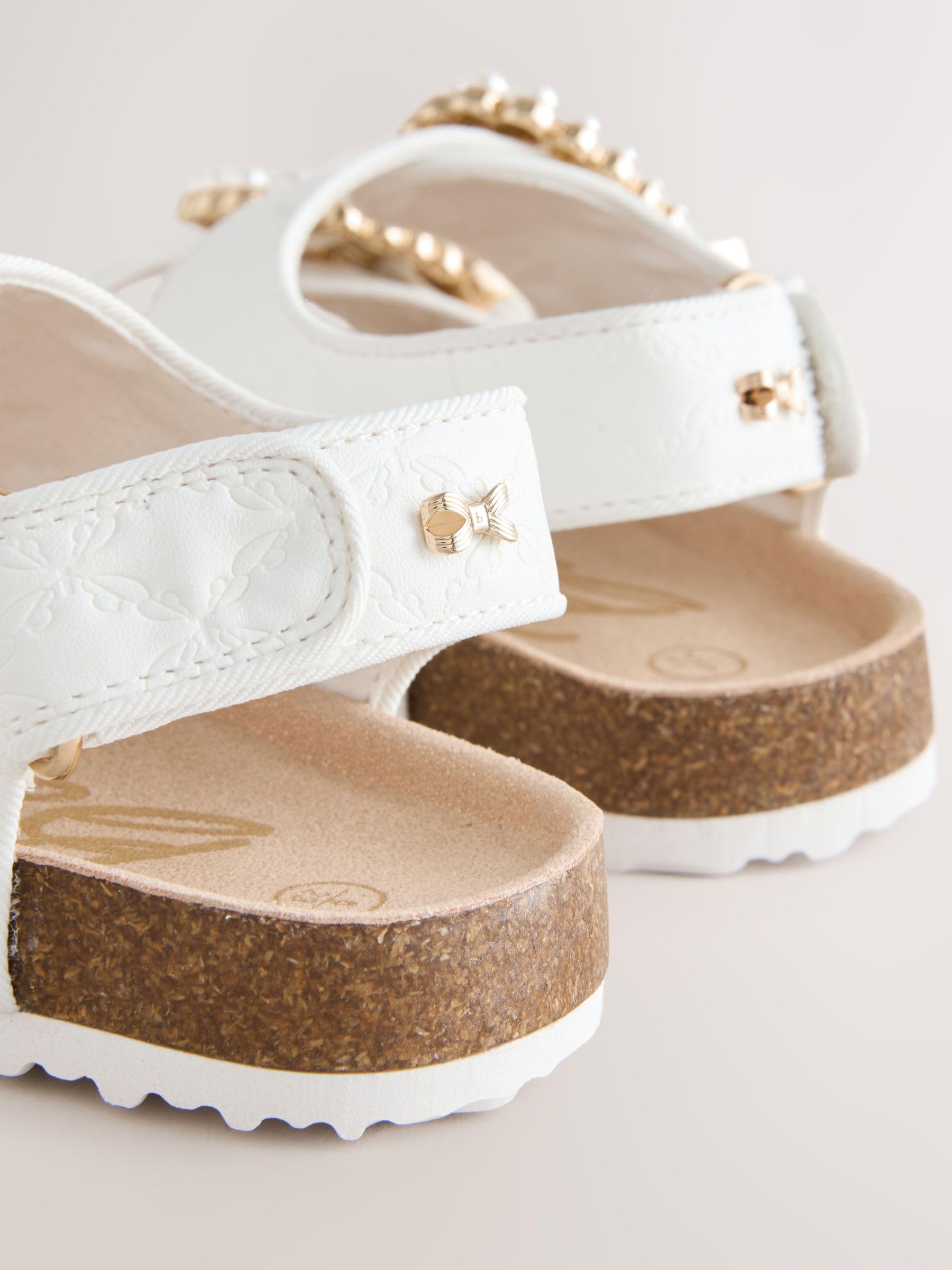 Mädchen Fußbett-Sandalen aus natürlichem Raffia mit Fußbett und Doppelschnalle