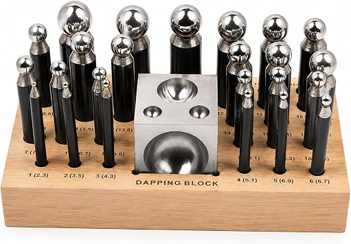 24-Piece Steel Dapping Punch and Block Set for Jewelry Making & Repousse
