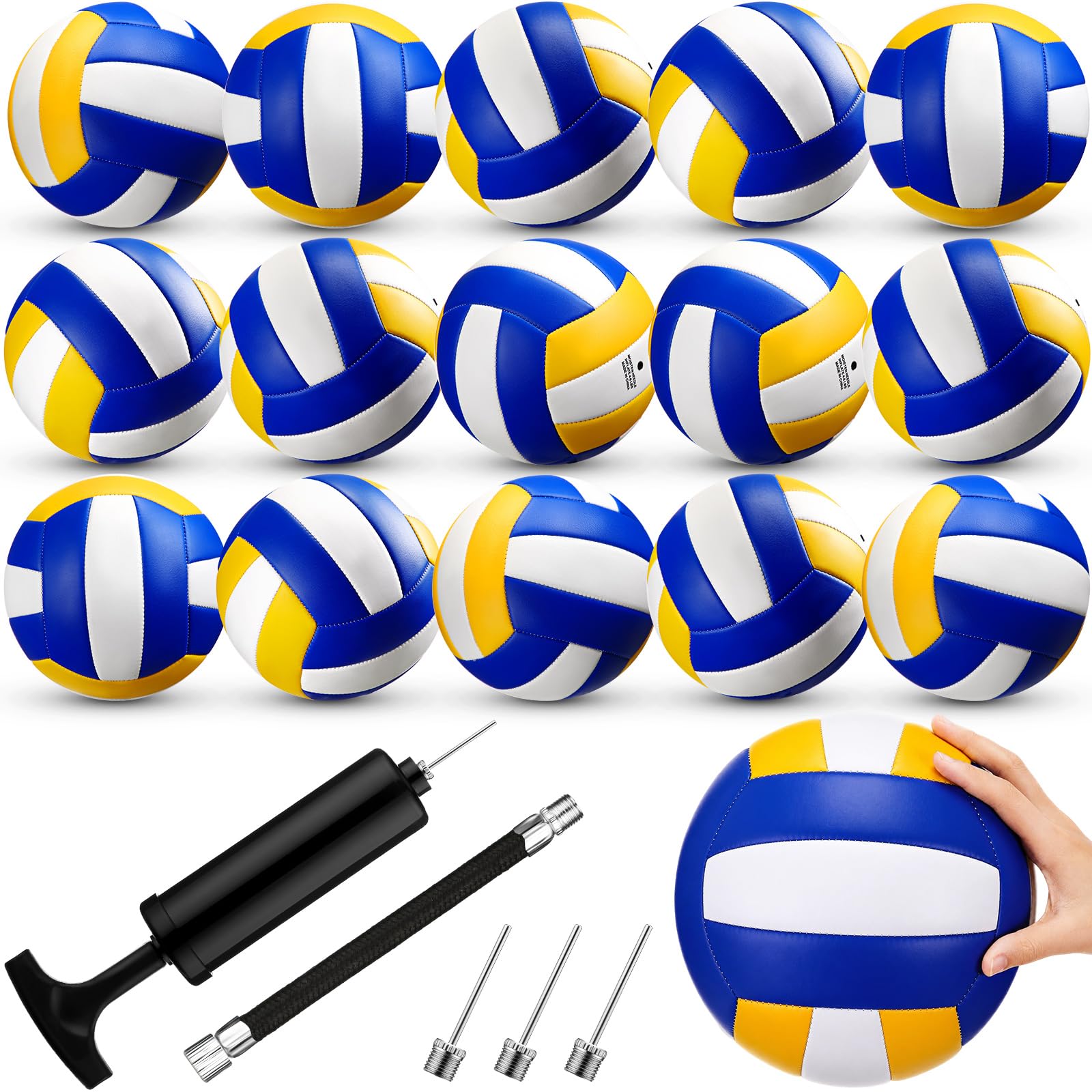 Wettarn Ballon de volleyball officiel Taille 5 en vrac et pompe | Balles de volley récréatifs souples Taille réglementaire Balles de volley pour débutants, intérieur/extérieur, plage, gym