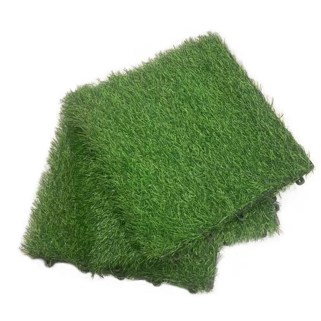 WELLCO10PCS 12''x12'' Artificial Grass Deck Tiles Home Decor, Outdoor Interlocking Deck Tiles, Garden Decor Grass Tile for Patio Decor Kitchen Deck Tiles