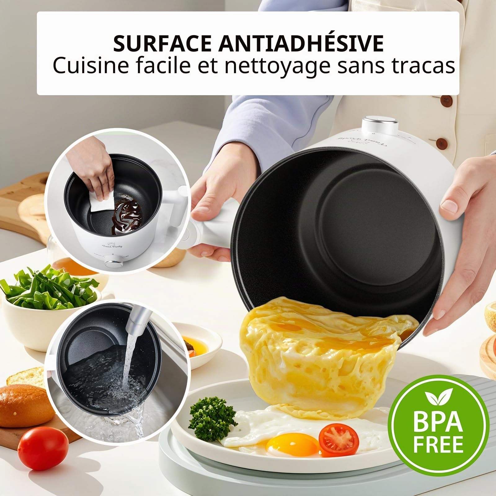 Food Party Appareil à Fondue Chinoise Electrique Hot Pot Avec Cuiseur Vapeur Casserole 1,8L 220V Hotpot Wok Electrique
