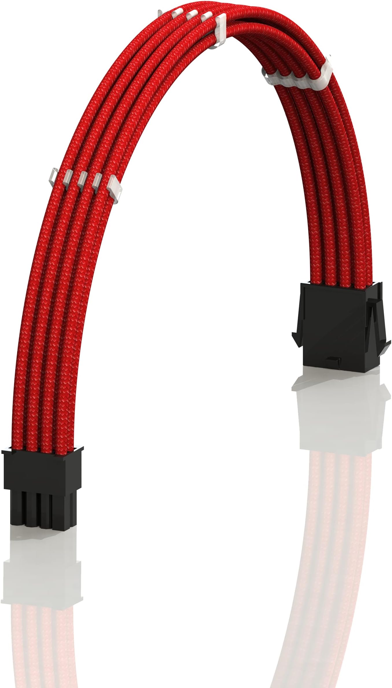 LINKUP - AVA 30cm EPS 8 Pin (4+4) CPU ATX Motherboard PSU Power Supply Braided Sleeved Custom Mod PC Extension Cable w/Combs | Strong & Stiff Design | Single Pack | 300mm - Red