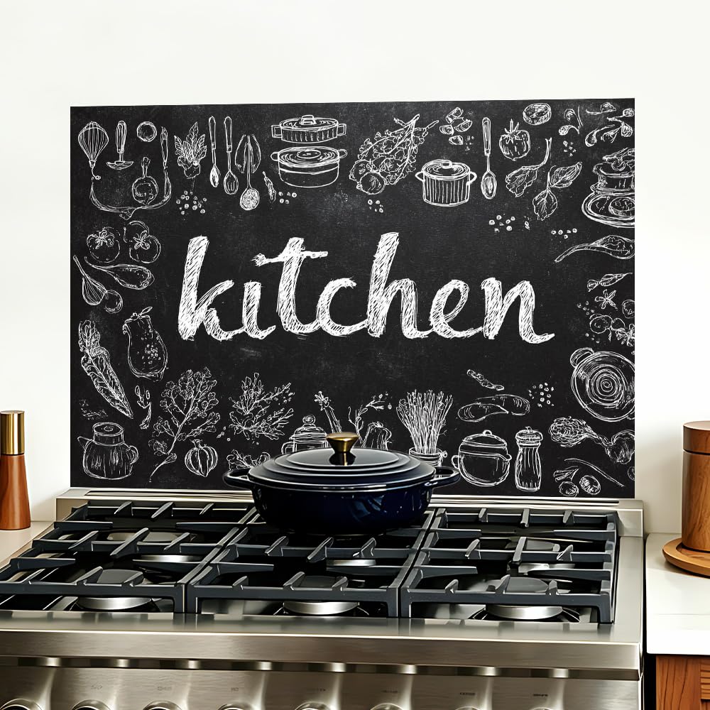 Chalkboard Kitchen Sign Backsplash Peel and Stick, 35.4x23.6 in