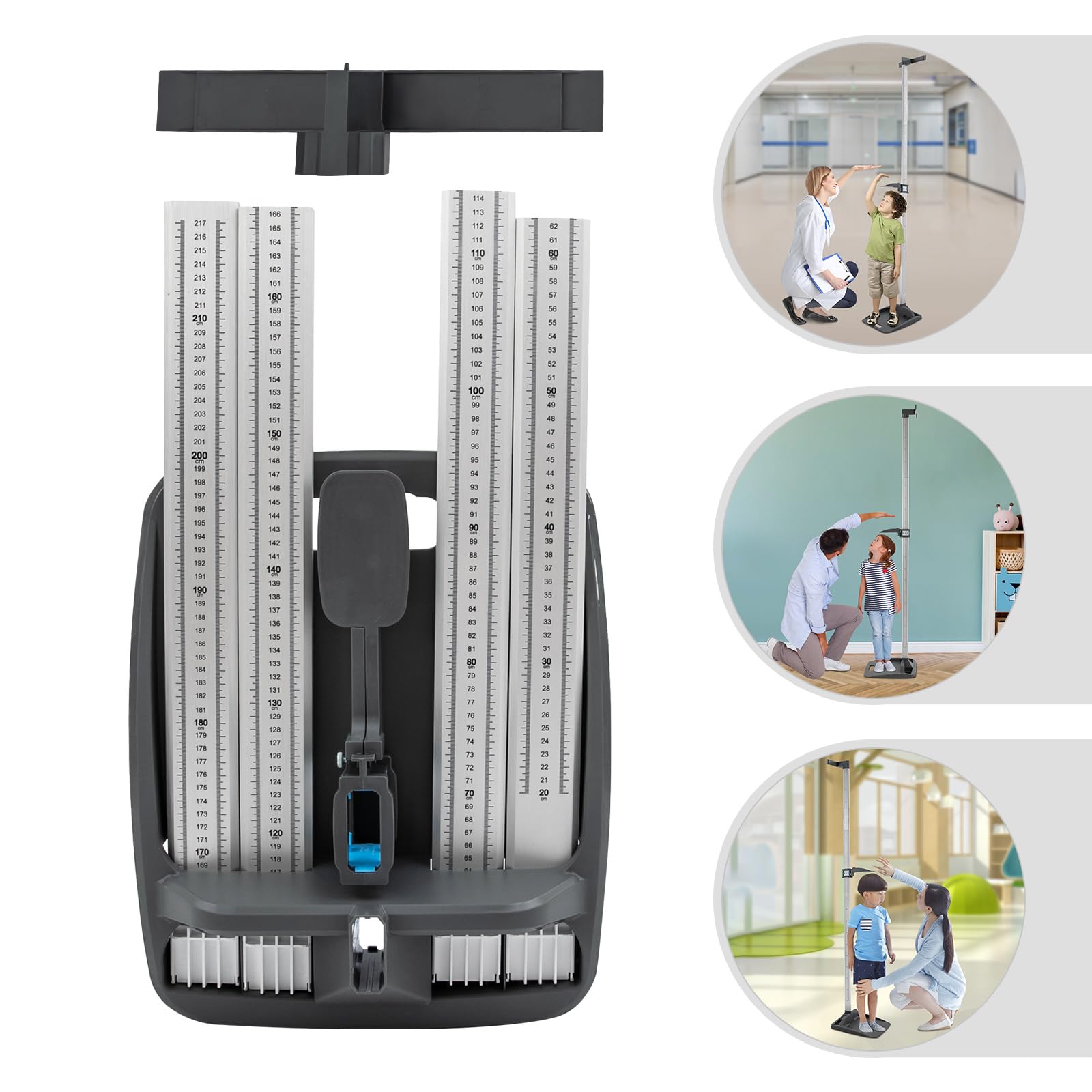 Aluminum Alloy Height Measuring Rod,Compact and Lightweight Height Measurement Rod with Stable Base,7.87-85.43in Measuring Range,Floor Standing Height Measure Rod,for Schools,Homes