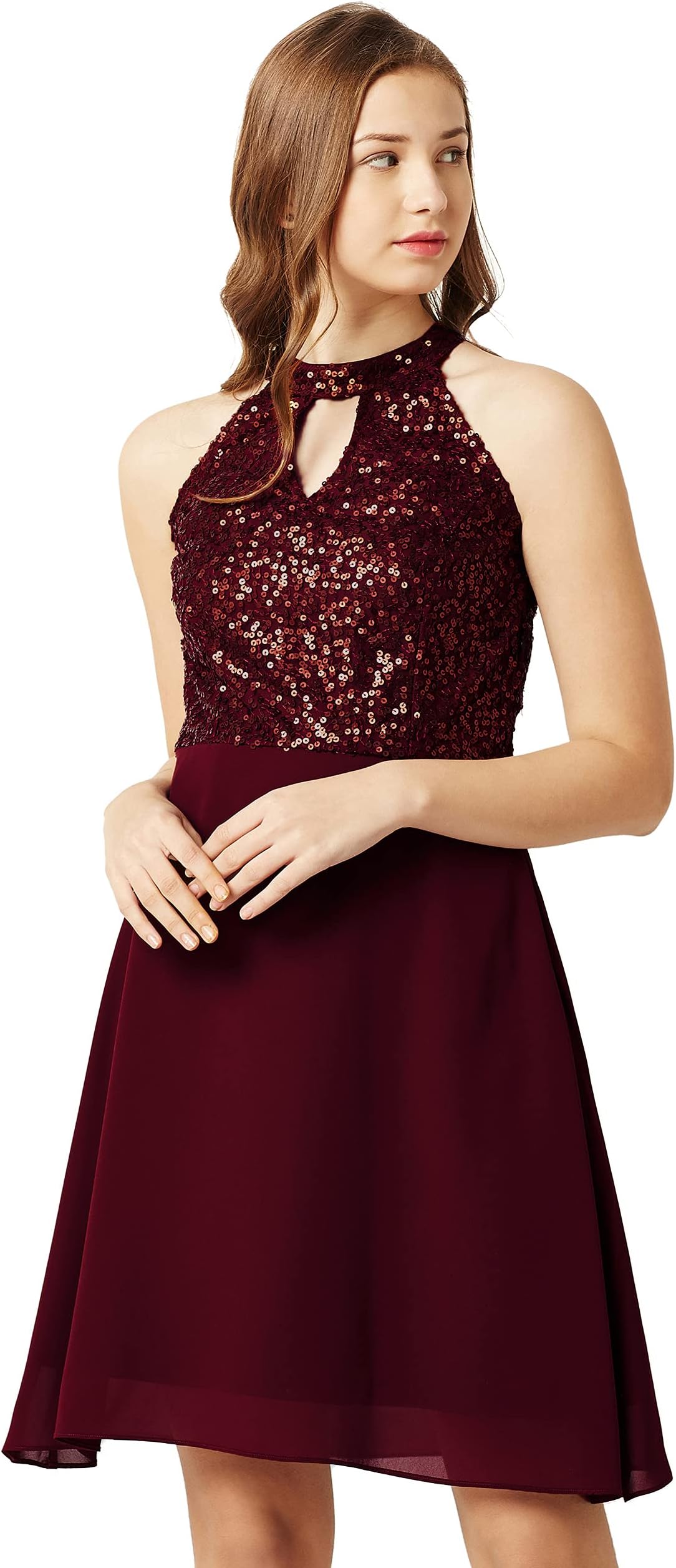 MISS OLIVEWomen's Georgette Skater Knee-Length Dress