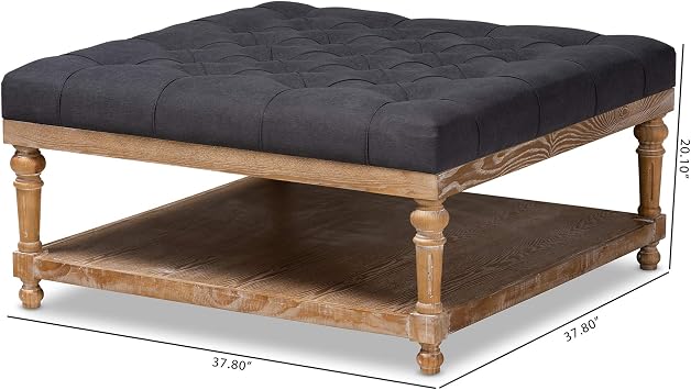 Baxton Studio Ottomans, Charcoal/Greywashed