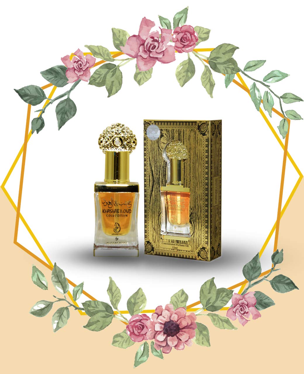 Khashab and Oud Gold 12ml | Perfume Oil (Attar) | Long Lasting, Woody and Oudi (for Men and Women) (Unisex)