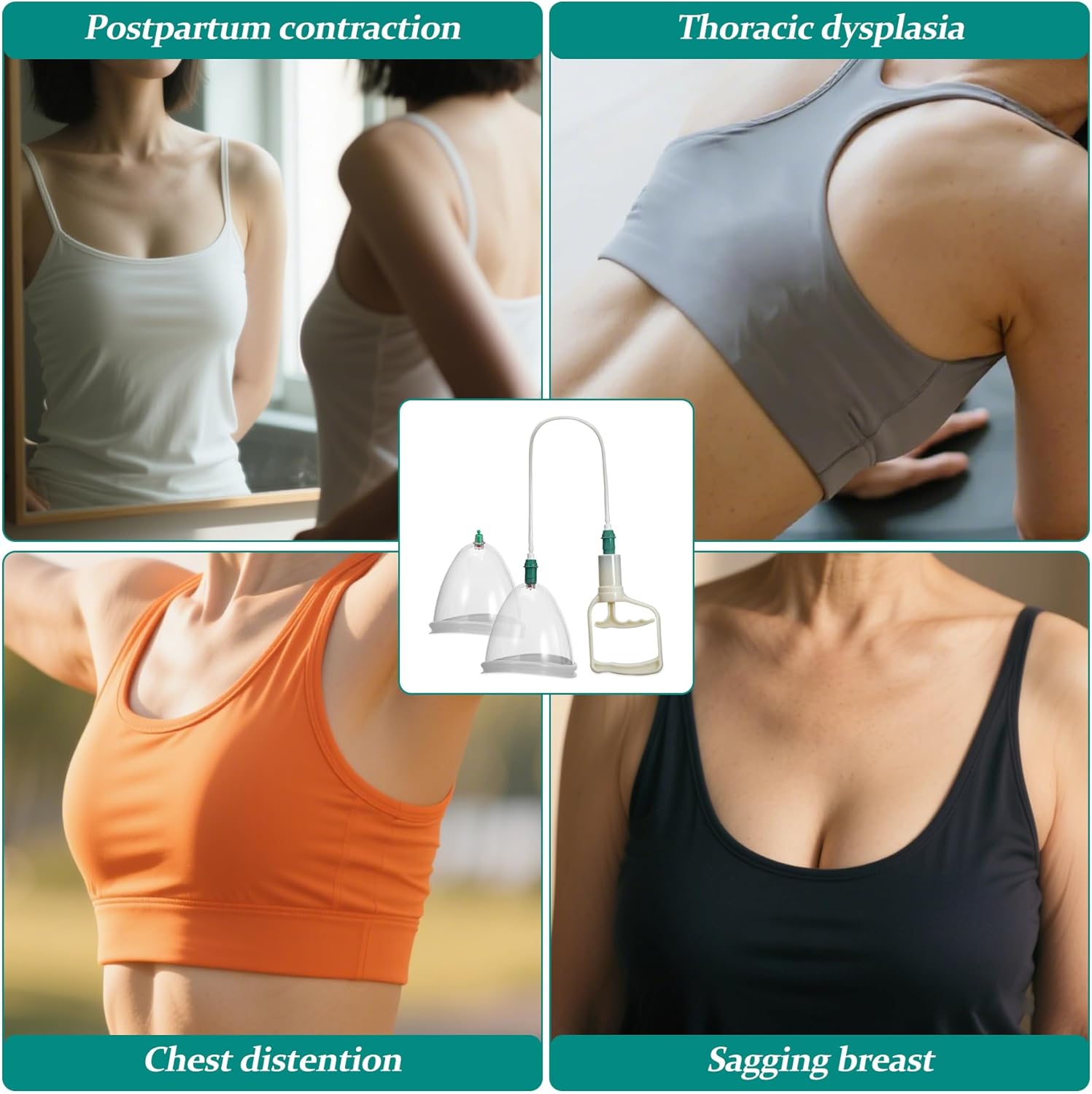 Ciieeo Vacuum Cupping Cup Hand Pump Set Breast Vacuum Cupping Buttock Lift Body Massage Cupping Set for Massage Therapists Cupping Machine Accessories for Women Ladies White - Image 7