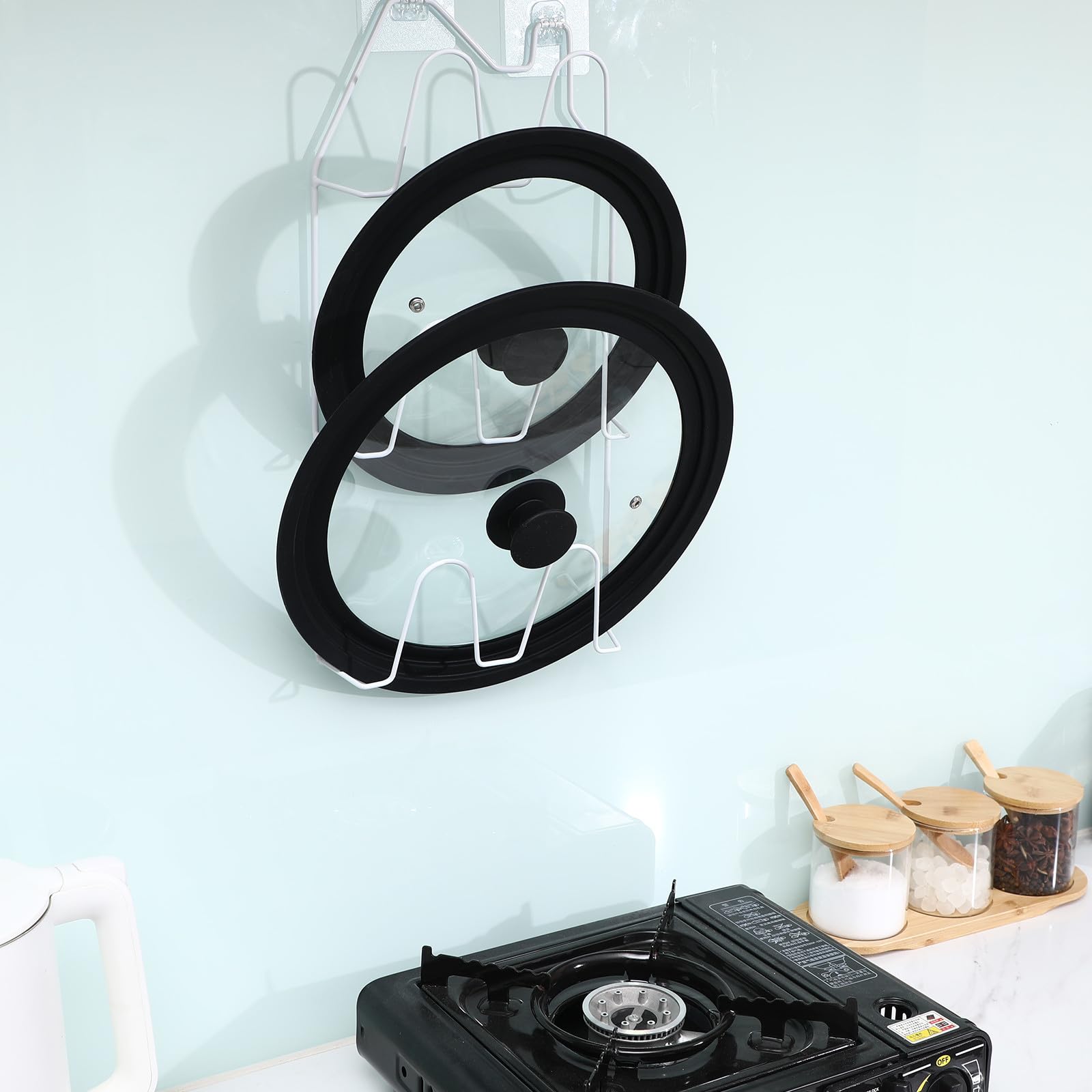 OUNONA Coperchio Nero in Vetro Temperato per Pentola e Padella in Silicone Rotondo, Facile da Pulire, Adatto per Pentole da 22-26 Cm
