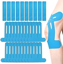 Pack of 30 Pre-Cut Knee Tape, Precut Kinesiotapes, Knee, Knee Tapes, Pre-Cut Knee, Waterproof Elastic Physio, Tape for Knee Pain, Provide Joint Support (T+I Shaped)