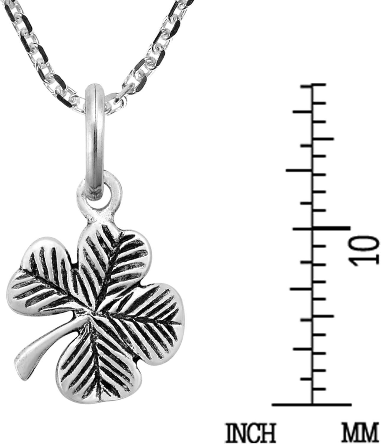 AeraVida Lucky Charm .925 Sterling Silver Four Leaf Clover Pendant Charm Necklace - Image 5