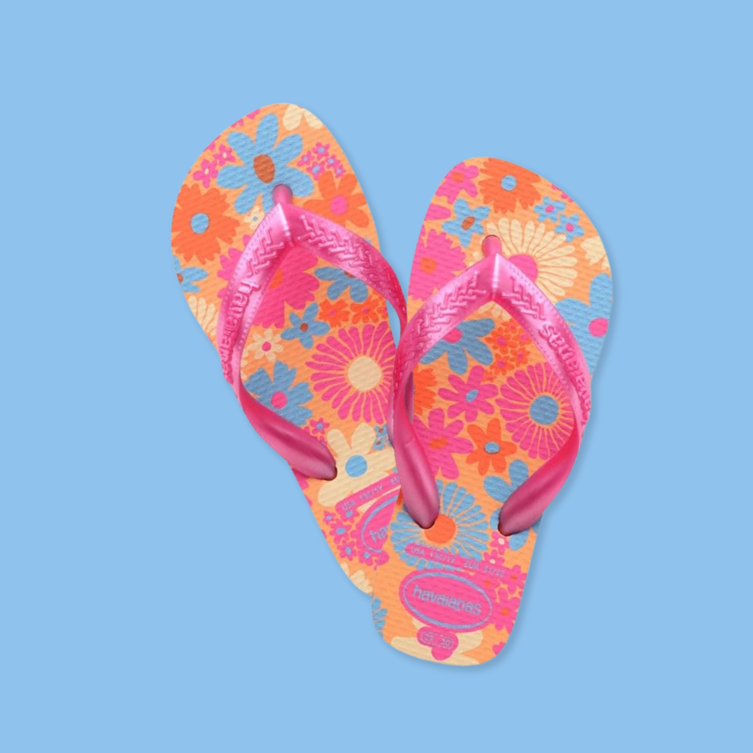 Havaianas - Kids Flores, Infradito, Comode, Resistenti E Divertenti, Suola Con Stampa Floreale, Cinghie Metalliche E Suola Antiscivolo, Bambine e ragazze