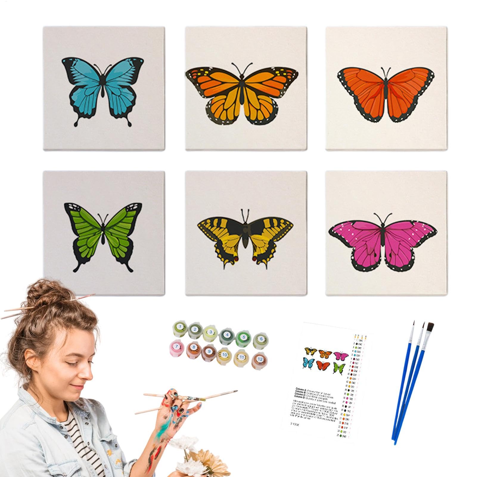 Kit di pittura con numeri, kit di pittura per numeri per adulti,Set di pittura a olio per bambini facile | Tema farfalla divertente, colorazione facile, accessori completi per granardi | Tema di farfalla divertente, colorazione facile, completi per bambin