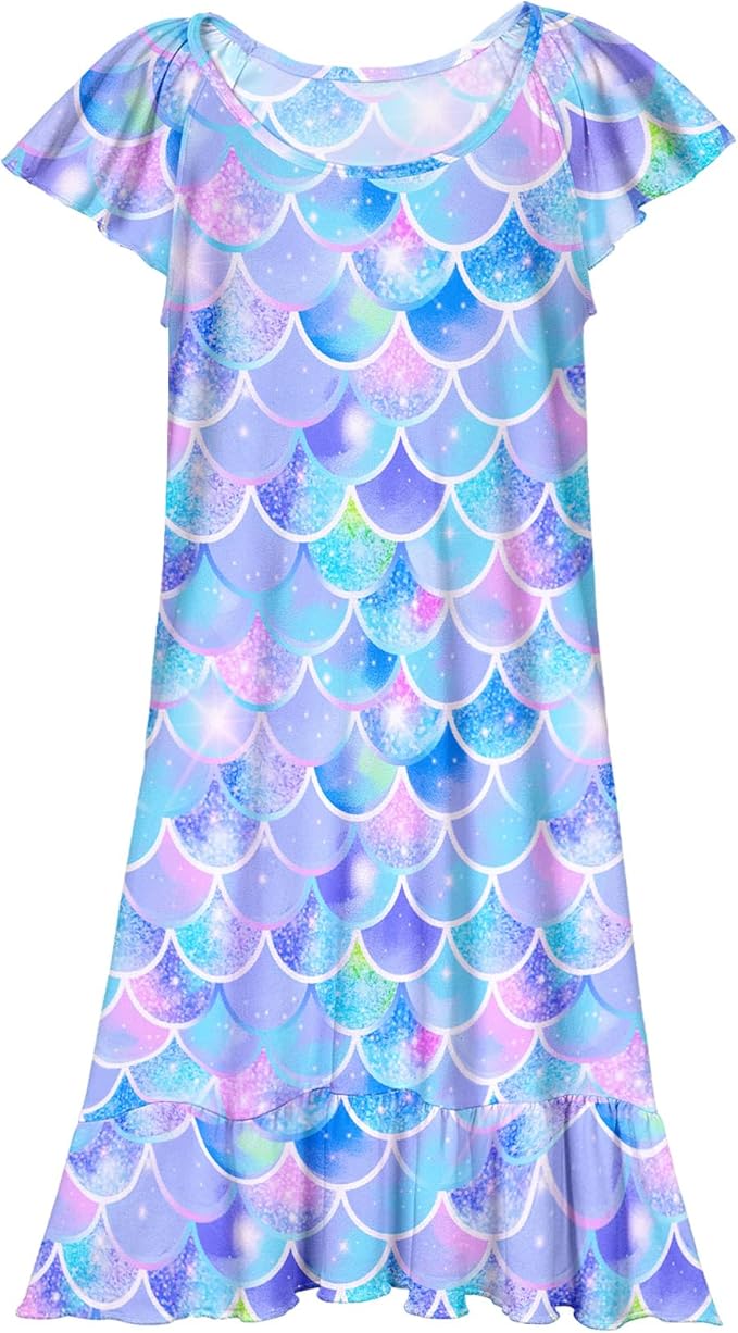 MHJY Girls Nightgowns Pajamas Unicorn Dress Rainbow Princess Girls' Nightgowns Sleep Shirts for Kids