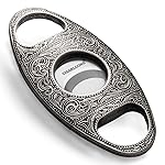 CIGARLOONG Cigar Cutter Stainless Steel Bronze Engraved Double Cut Blade (Color:Silver1)