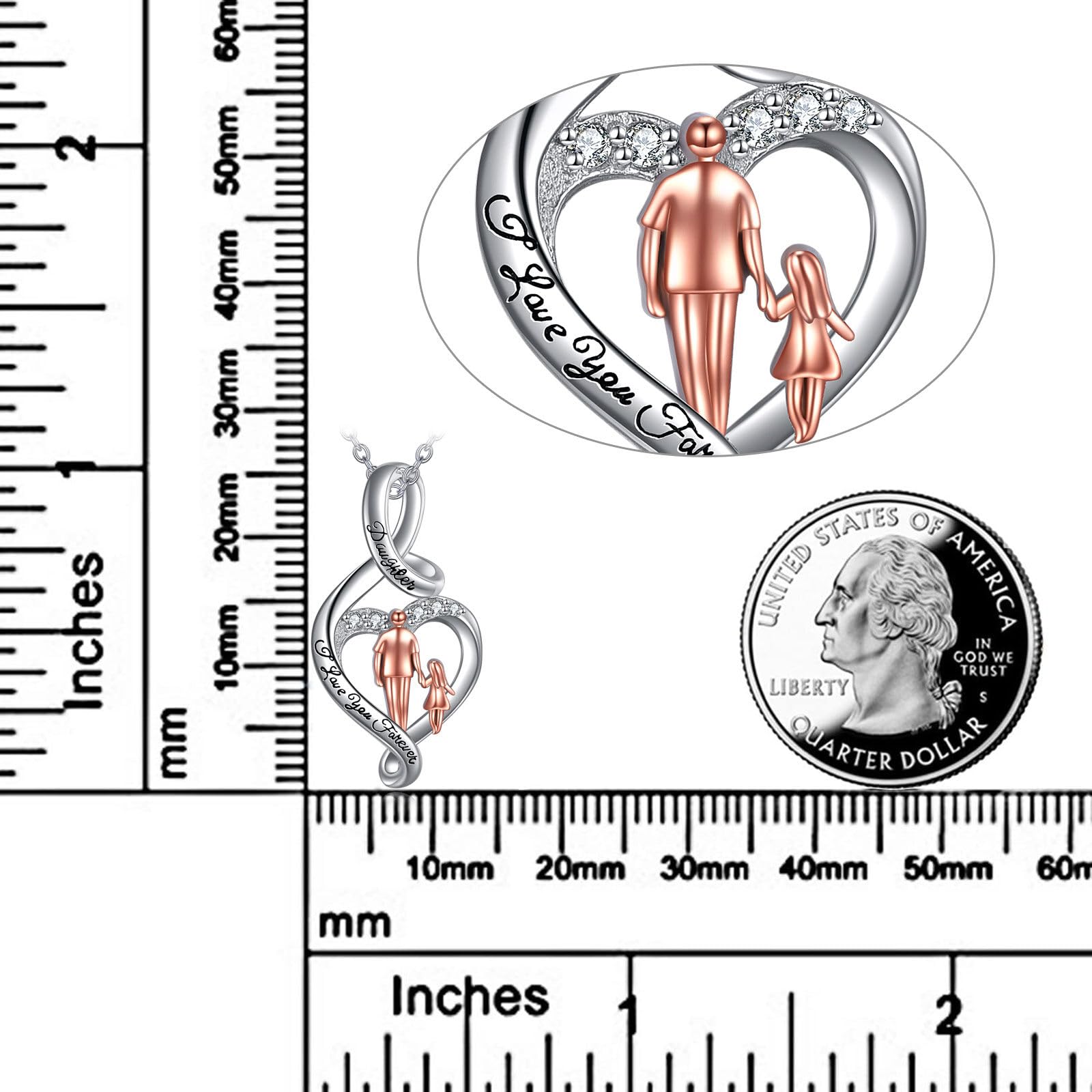 YFN Hija Halskette Geschenke von Papa Sterling Silber Tochter ich liebe dich immer Unendlichkeit Anhänger Schmuck für Frauen und Mädchen Geburtstag Weihnachten, Plata esterlina