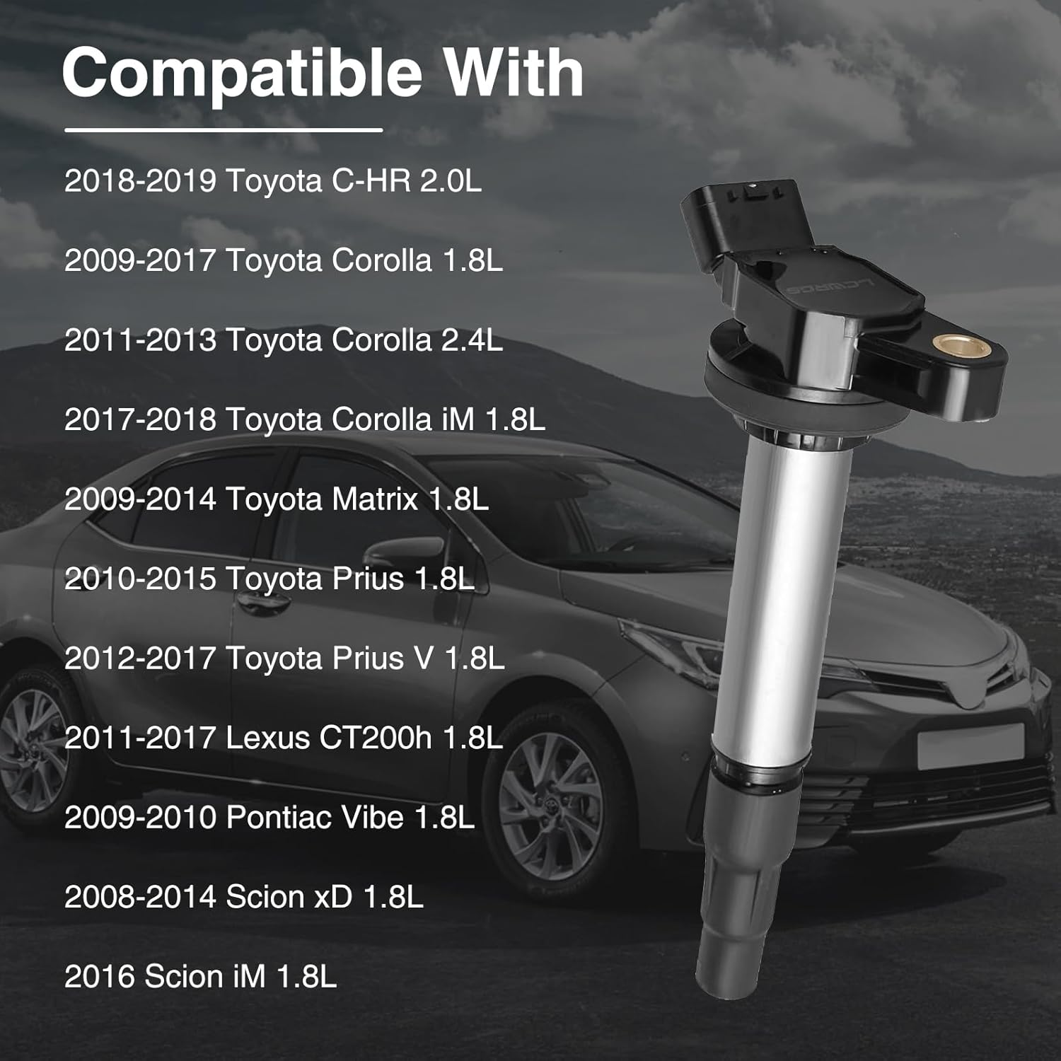 4 PCS Ignition Coil UF596 & Double Iridium Spark Plug 4912 Compatible with Toyota Corolla Prius Matrix CHR 2009-2017 Lexus CT200h 2011-2016 Scion iM xD Pontiac Vibe 1.8 L4 Replace# UF619 C1714