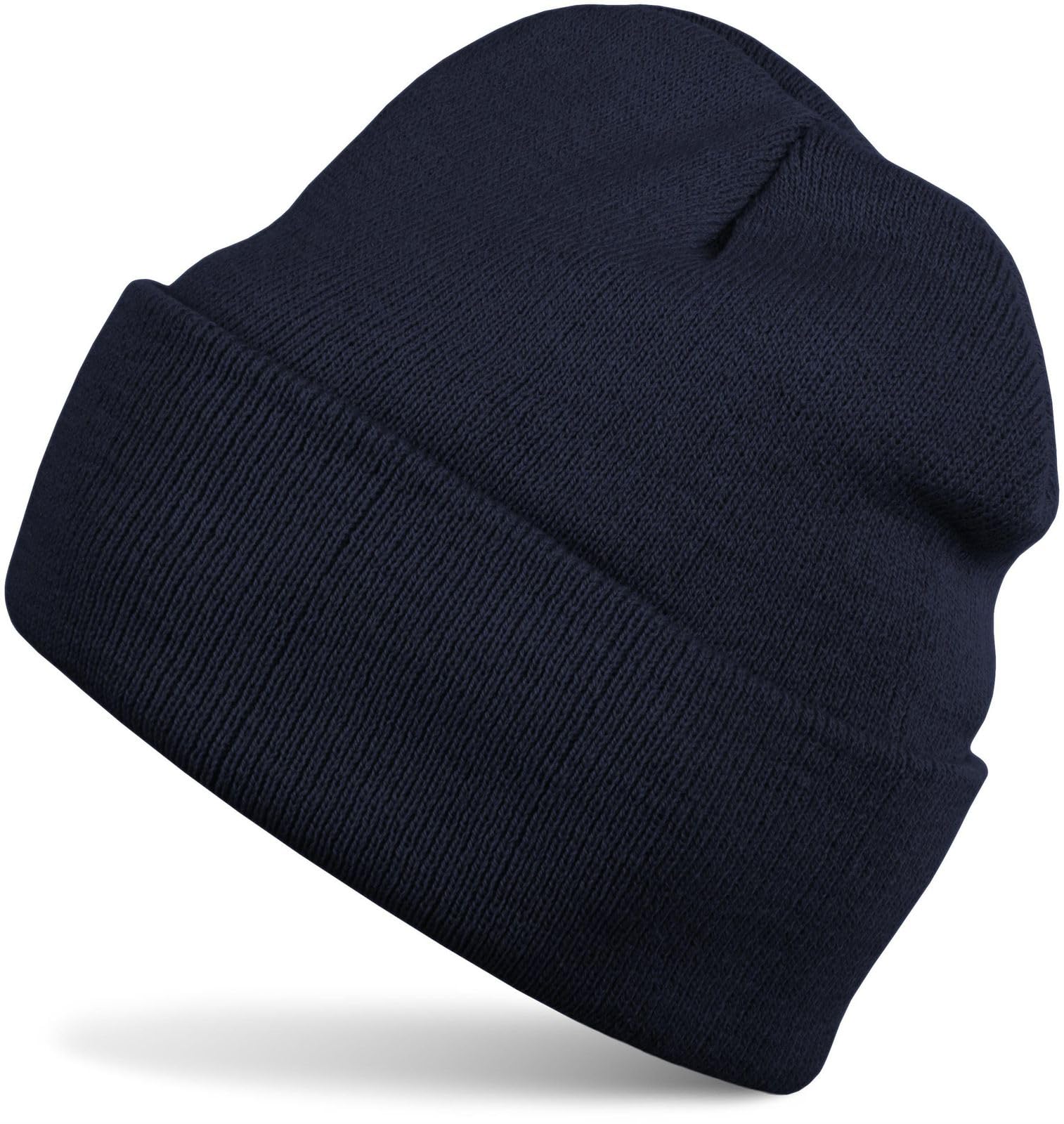 styleBREAKER Kids Knit Beanie with Wide Brim, Double-Layer Hat for Ages 2-5 04024030, Colour:Navy
