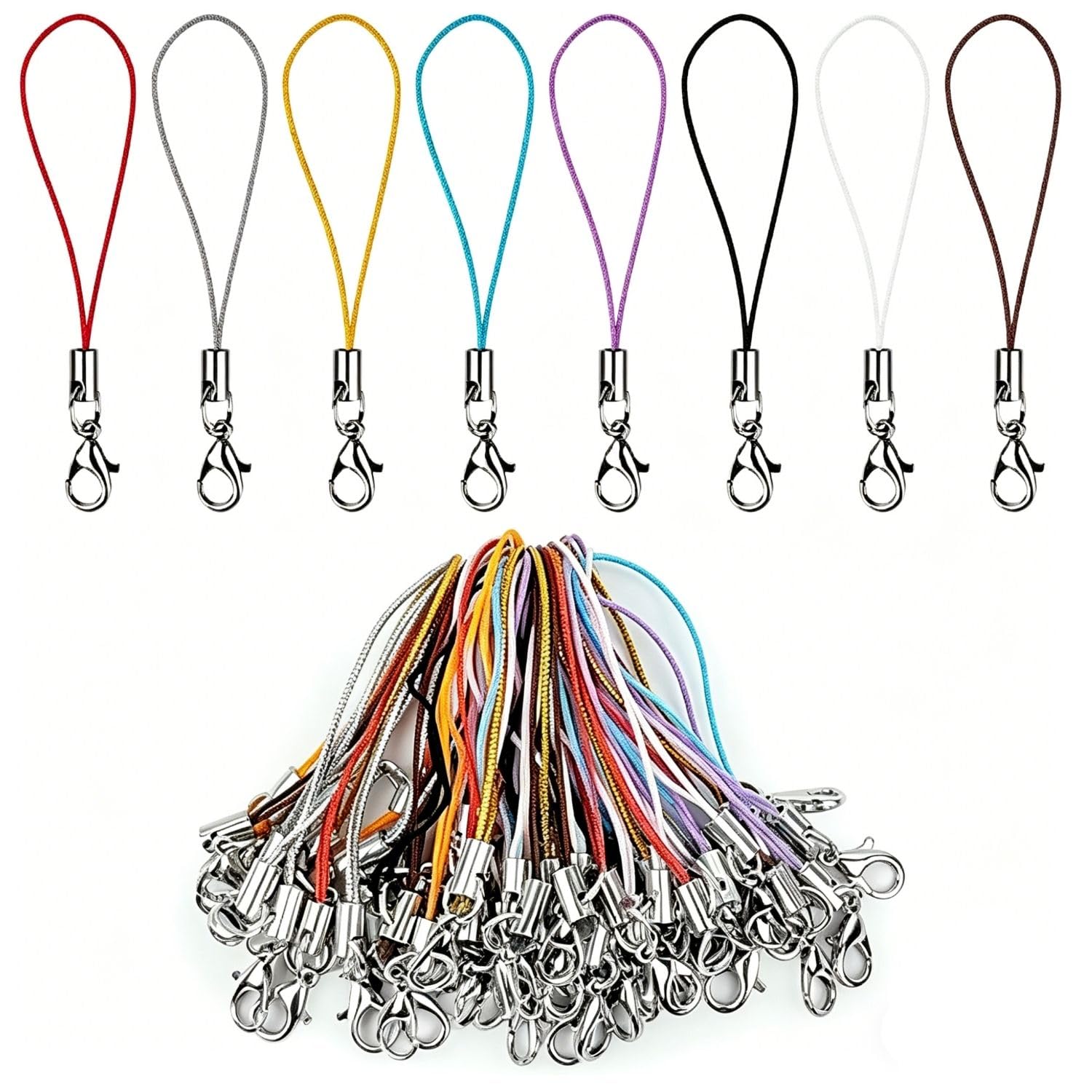 BendJoy® 104pcs Multi-Colorphone Charm Holder Straps with Lobster Clasps Phone Charm Making Kit with Lobster Clasps Assorted Colors | Strong Secure Clasps | DIY & Jewelry Making | Craft Supplies | Gift Accessories-image-15