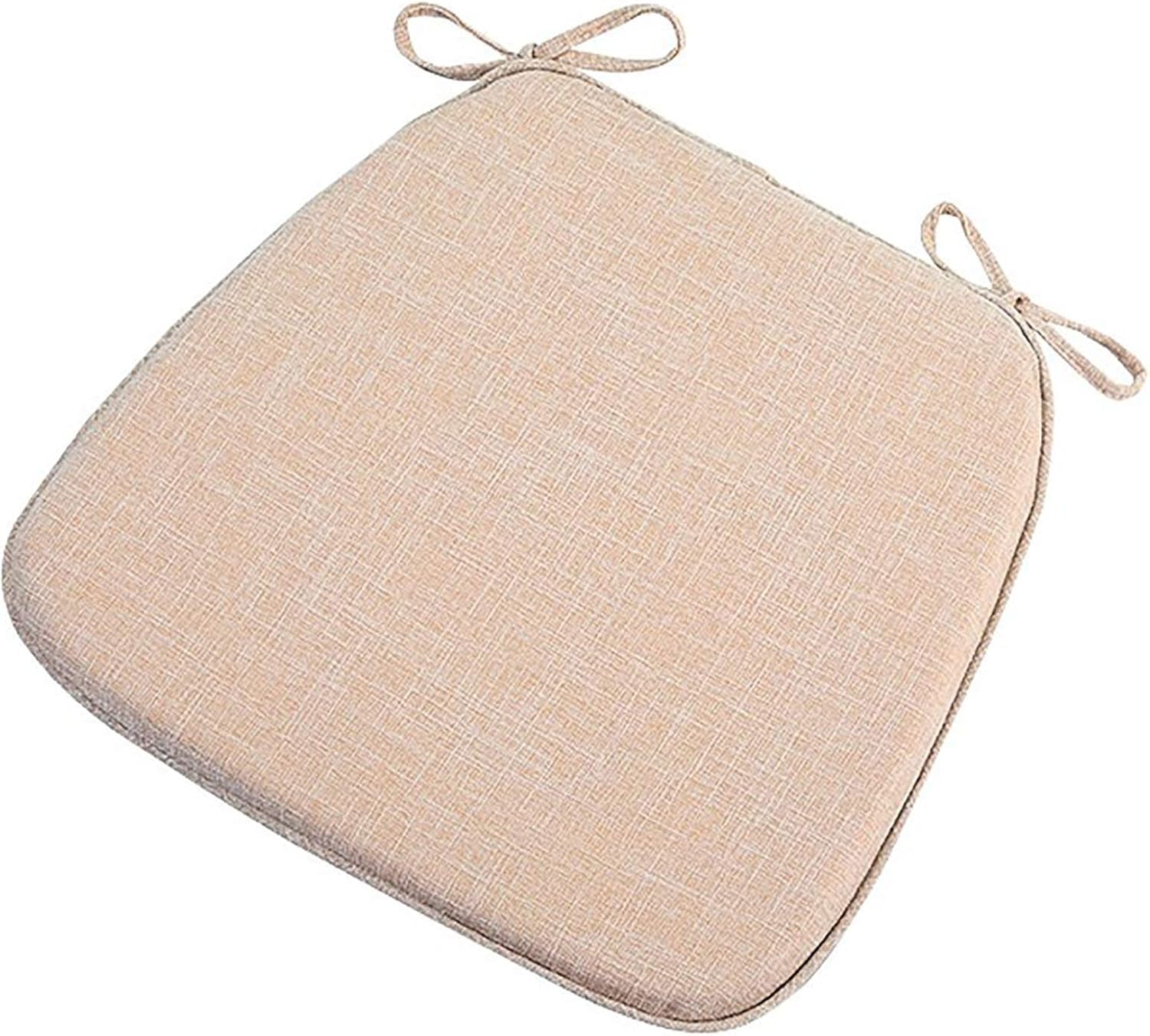 Dining Chair Cushion with Strap,Linen Sponge Filled Chair Pad Removable and Washable Cushion,for Home Chair Office Garden Seat Cushions-Blue 42x40x3cm