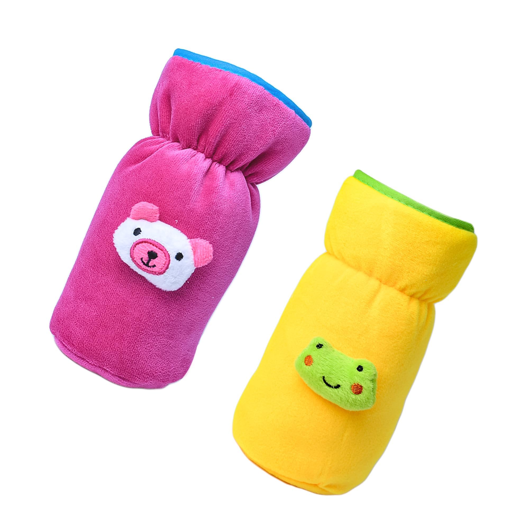 Bottle Cover for Philips Avent/Wide Neck Feeders Soft Plush Stretchable Baby Feeding Bottle Cover with Easy to Hold Strap (Yellow & Pink, Wide Neck 240-330ml/8-11OZ)