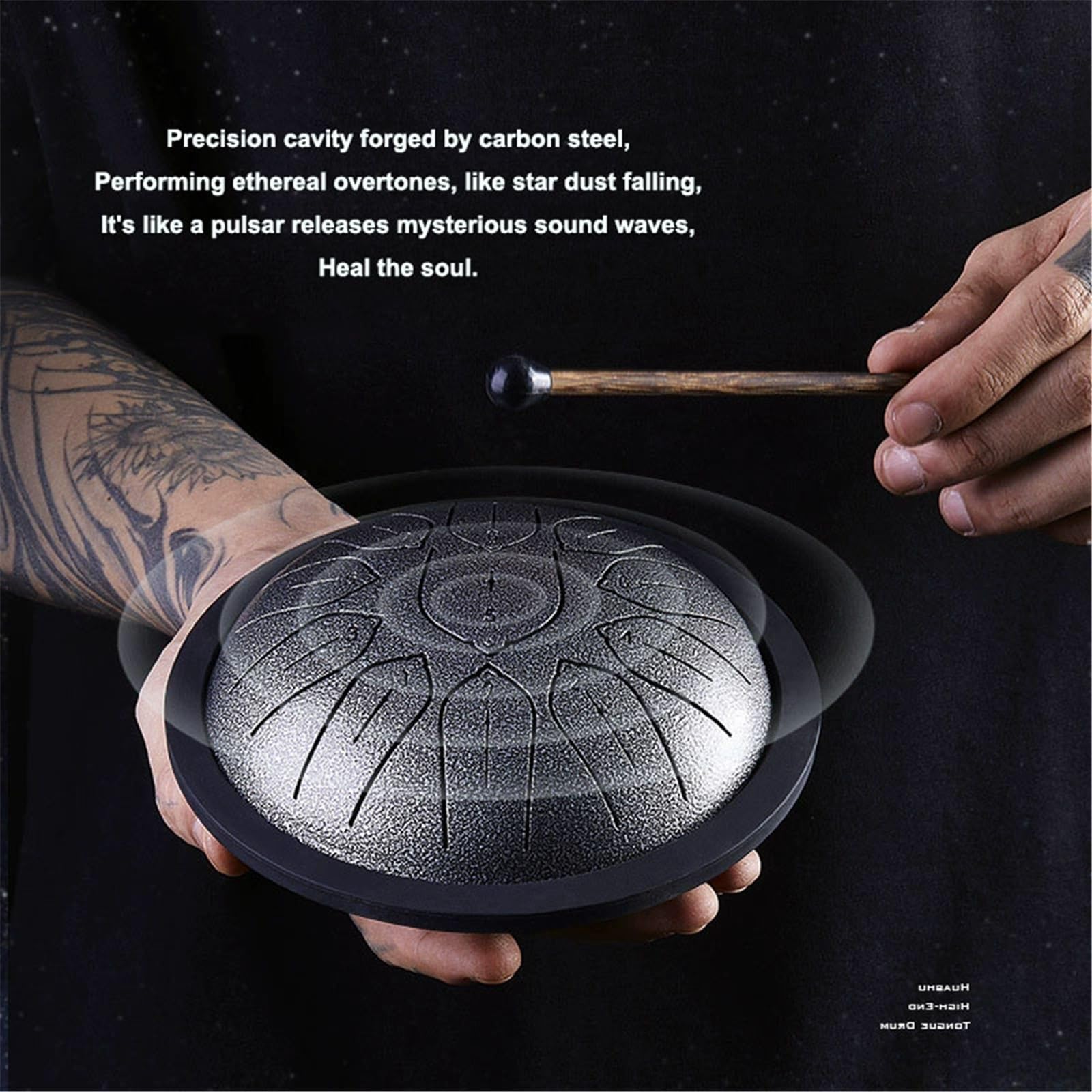 Tambor de lengüeta de acero de 15 cm y 11 notas, instrumento de percusión artesanal estilo handpan con baquetas y funda, ideal for meditación curativa, musicoterapia, yoga, niños(Blue)