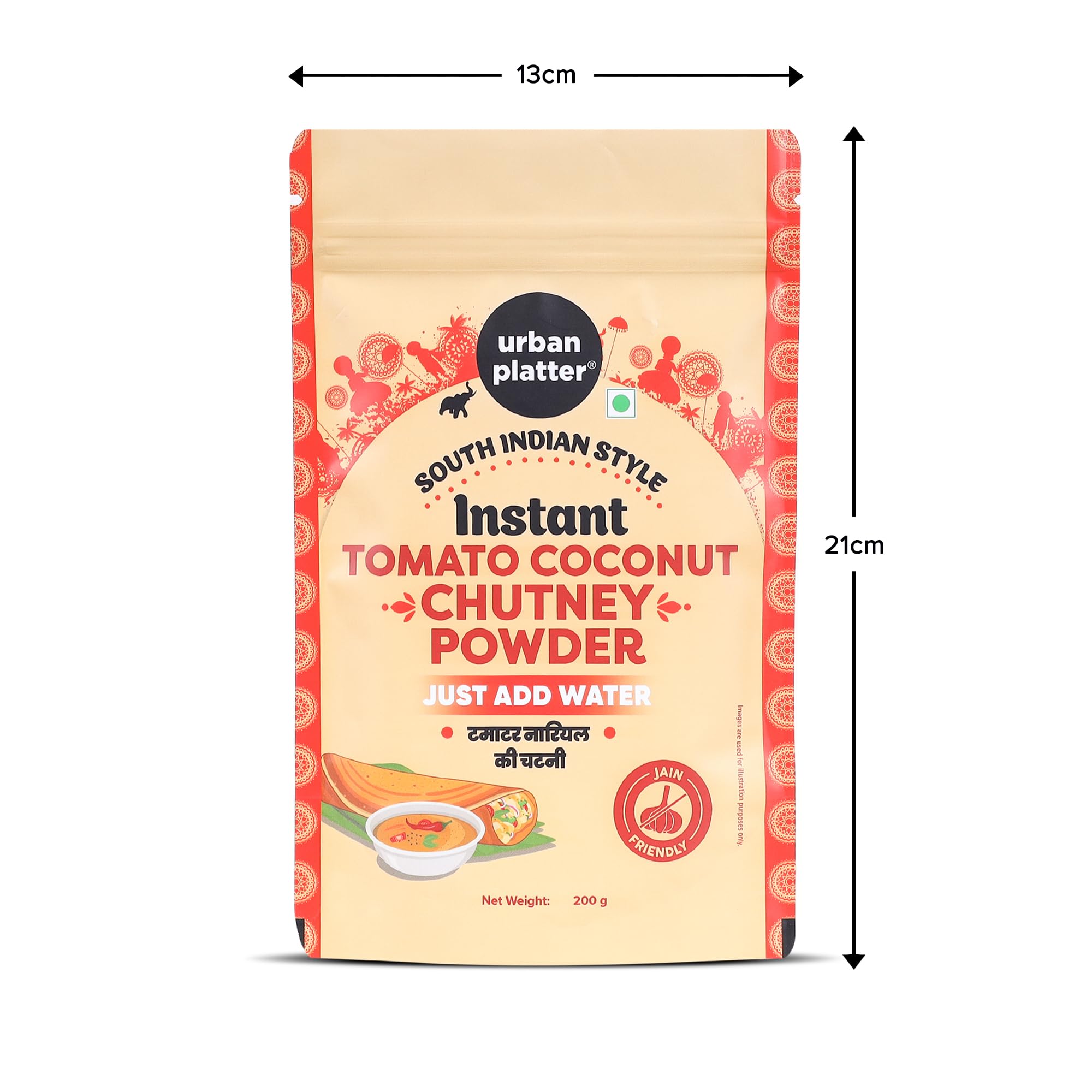 South Indian Style Instant Tomato Coconut Chutney Powder 200G / 7Oz [Nariyal Ki Chutney Just Water]