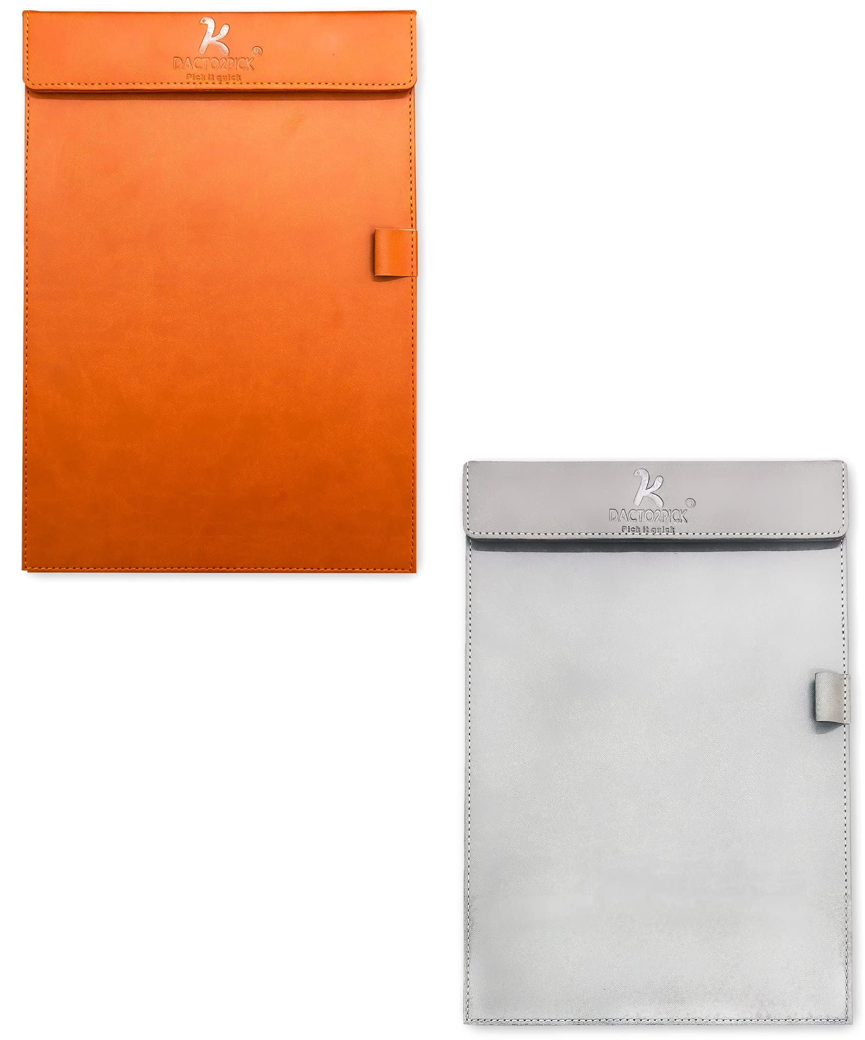 Dacto2pick® Ultra-Smooth Writing Experience with This PU Leather Clipboard & Magnetic Writing Pad Keeps Your Notes Organized & Accessible A4 Size Paper and Comes with Pen Holder (Combo of 2)